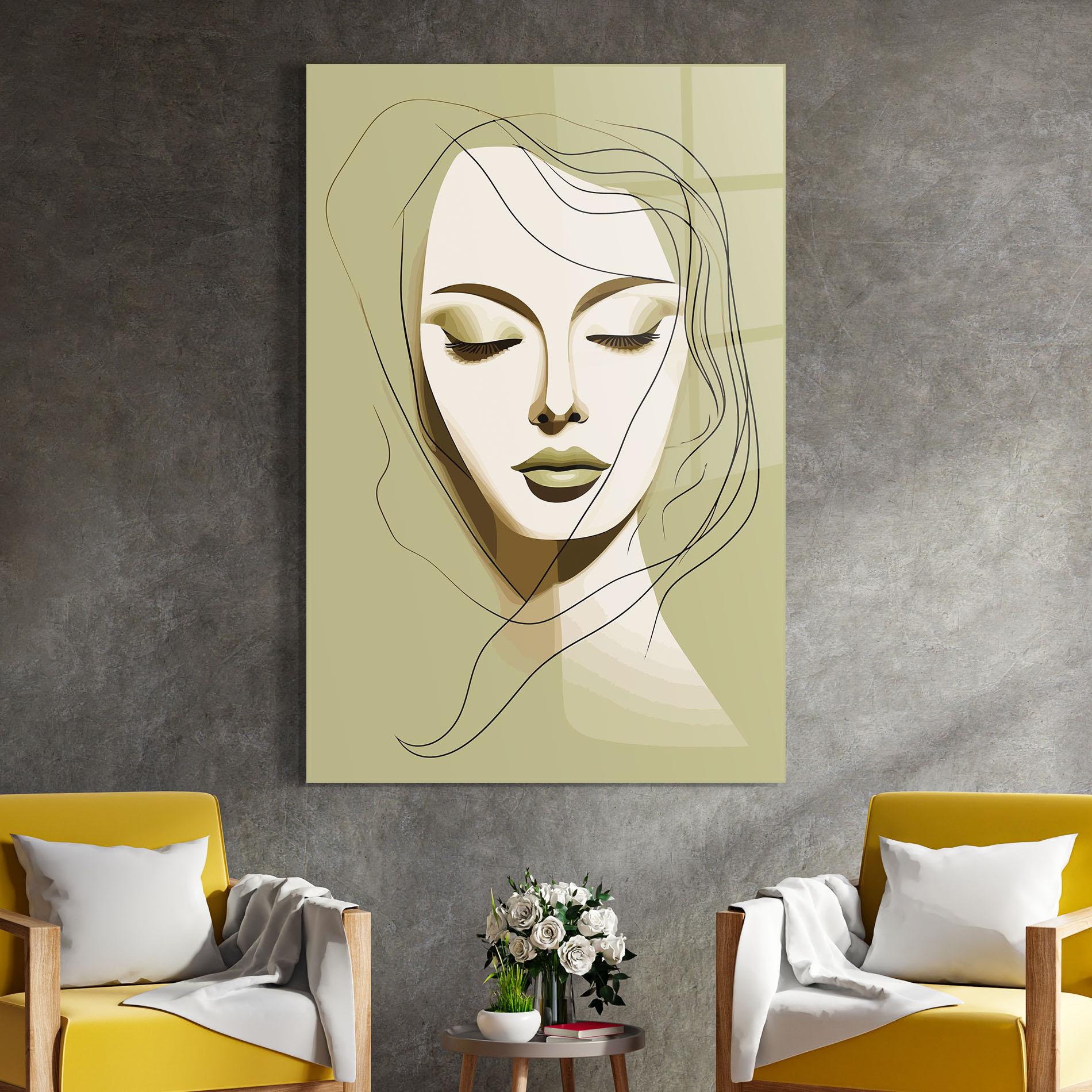 Üvegkép Cream Womans Face mockup 4