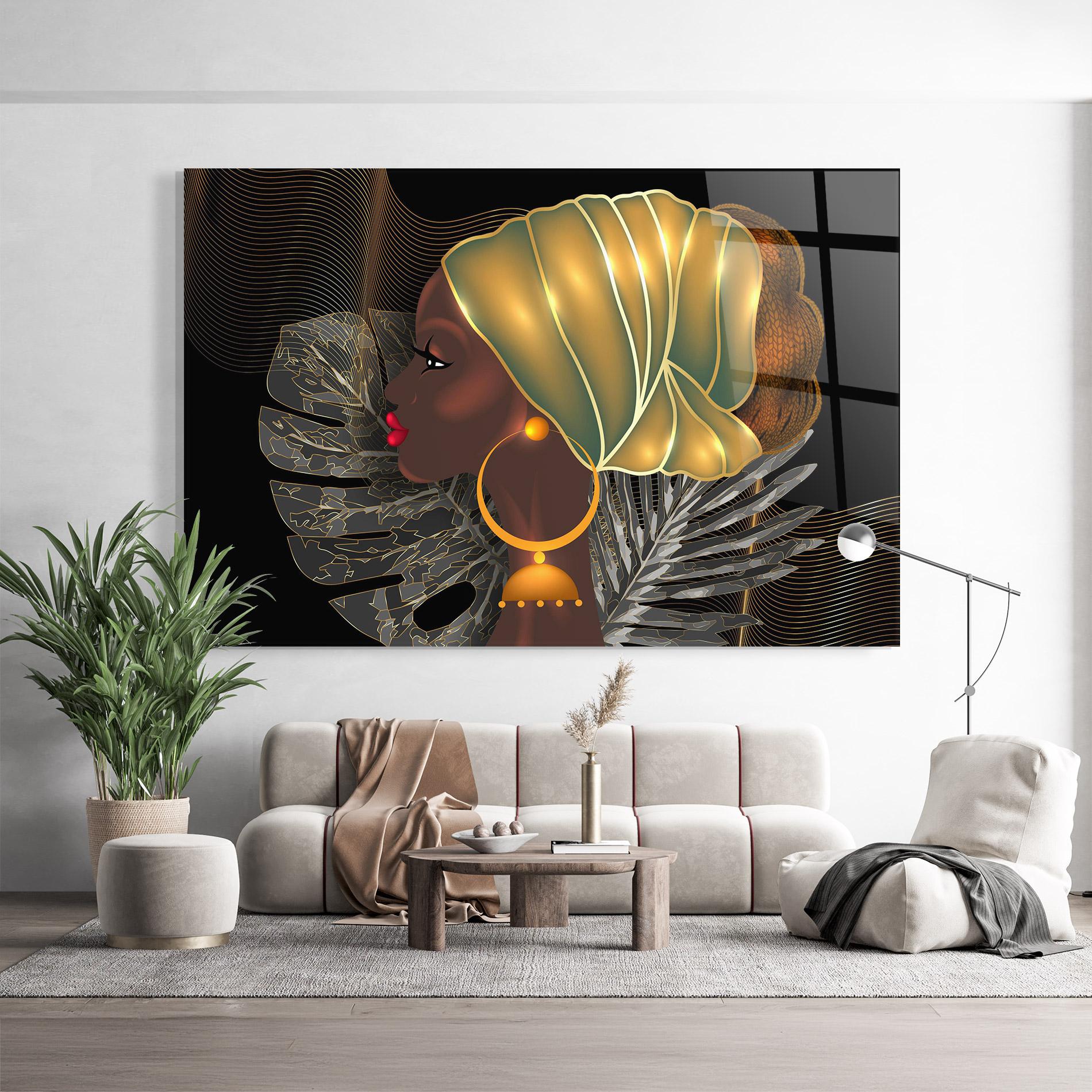 Üvegkép African Gold Leaf mockup 9