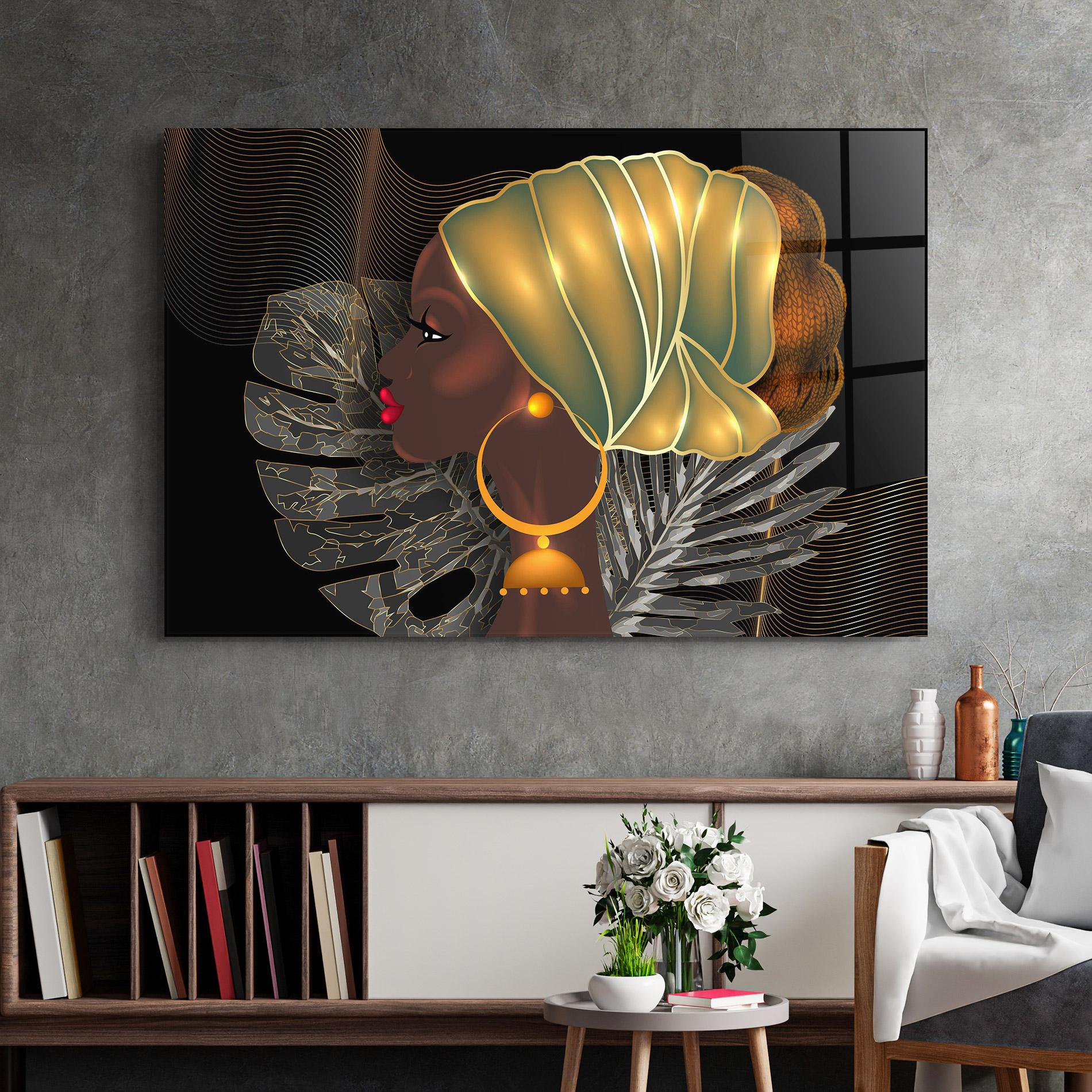 Üvegkép African Gold Leaf mockup 2