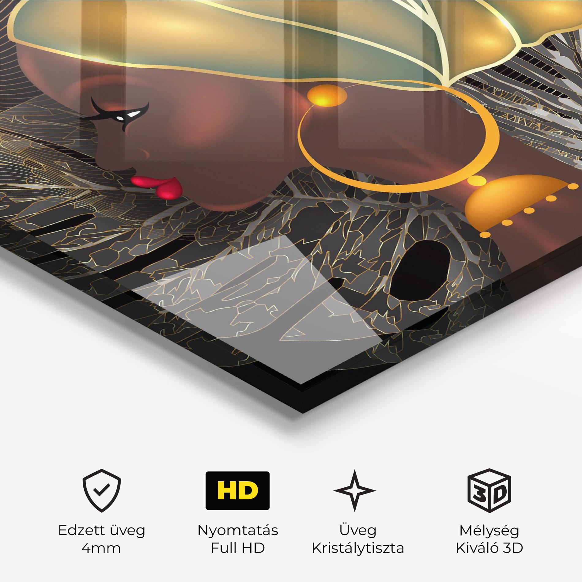 Üvegkép African Gold Leaf mockup 3