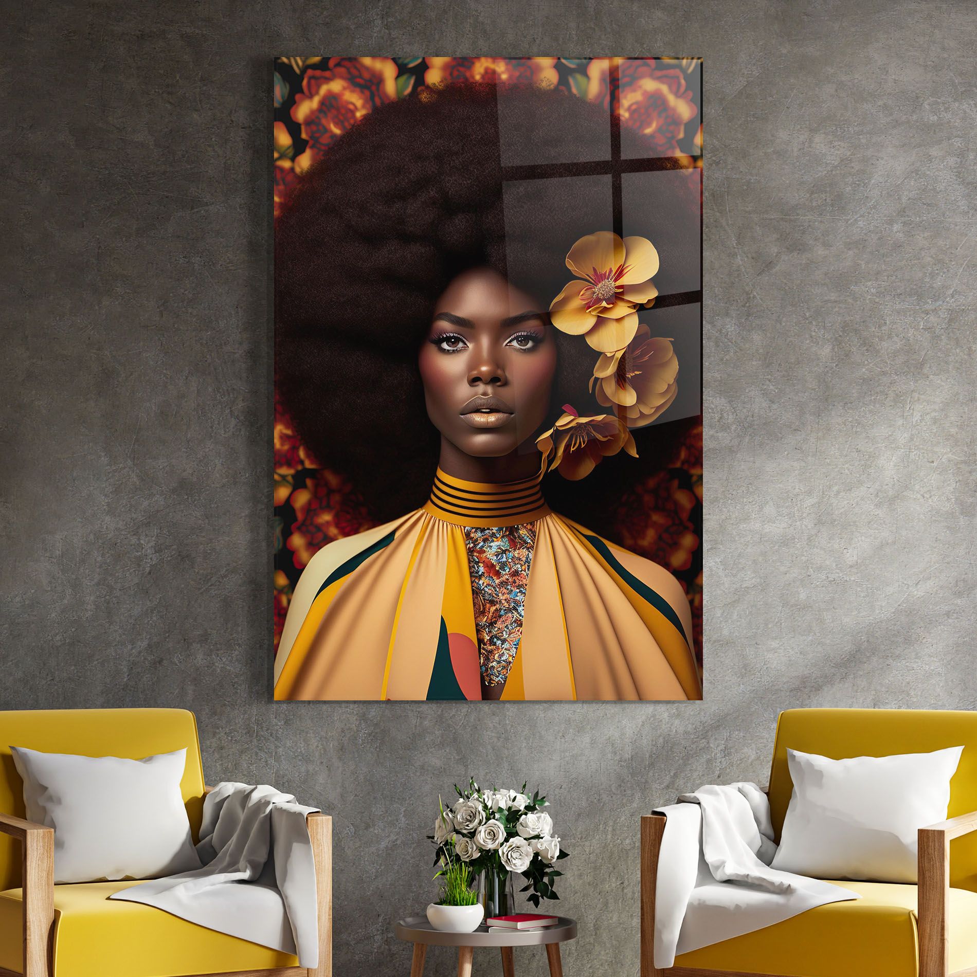 Big Yellow Flower Woman mockup 4