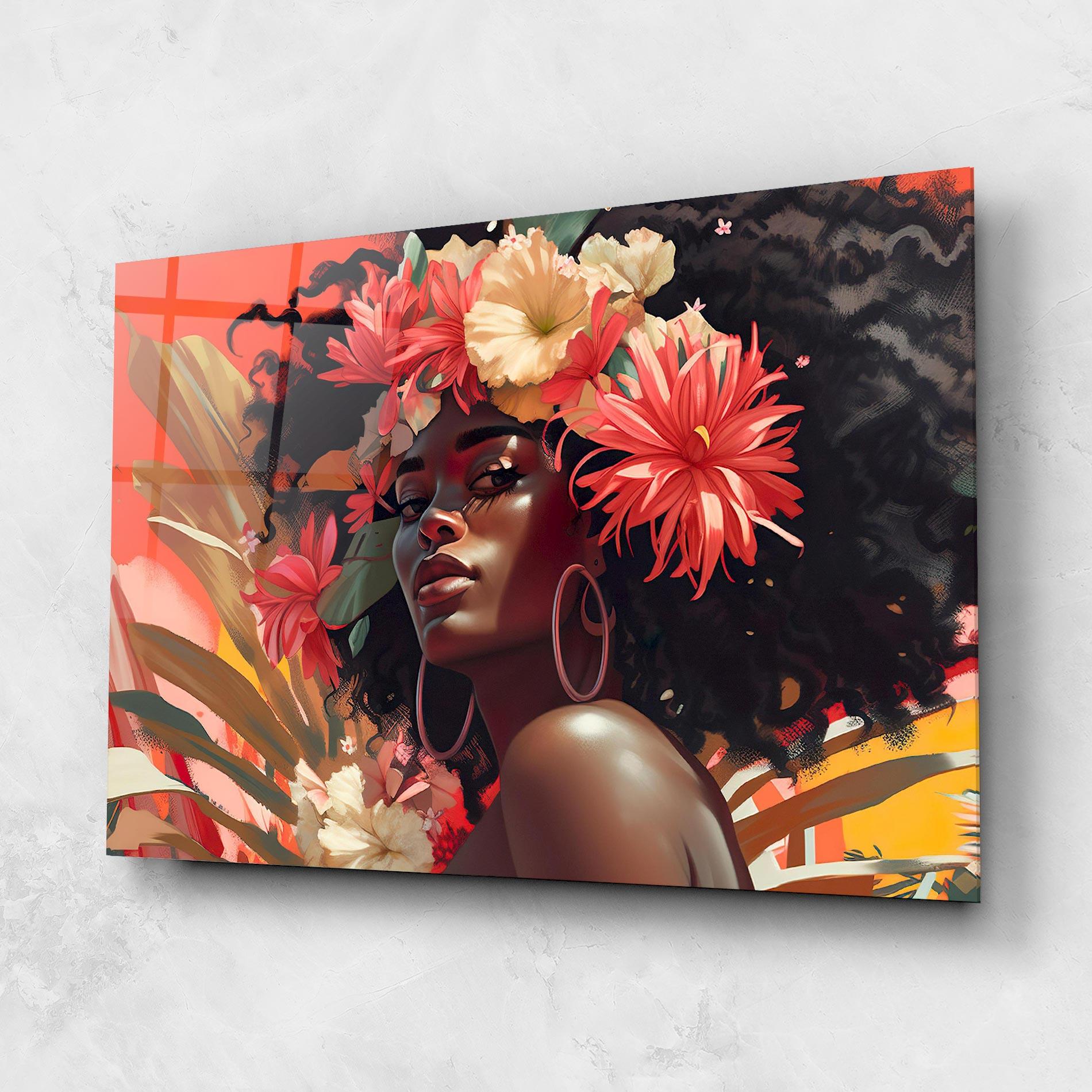 Üvegkép African Flower Woman mockup 1