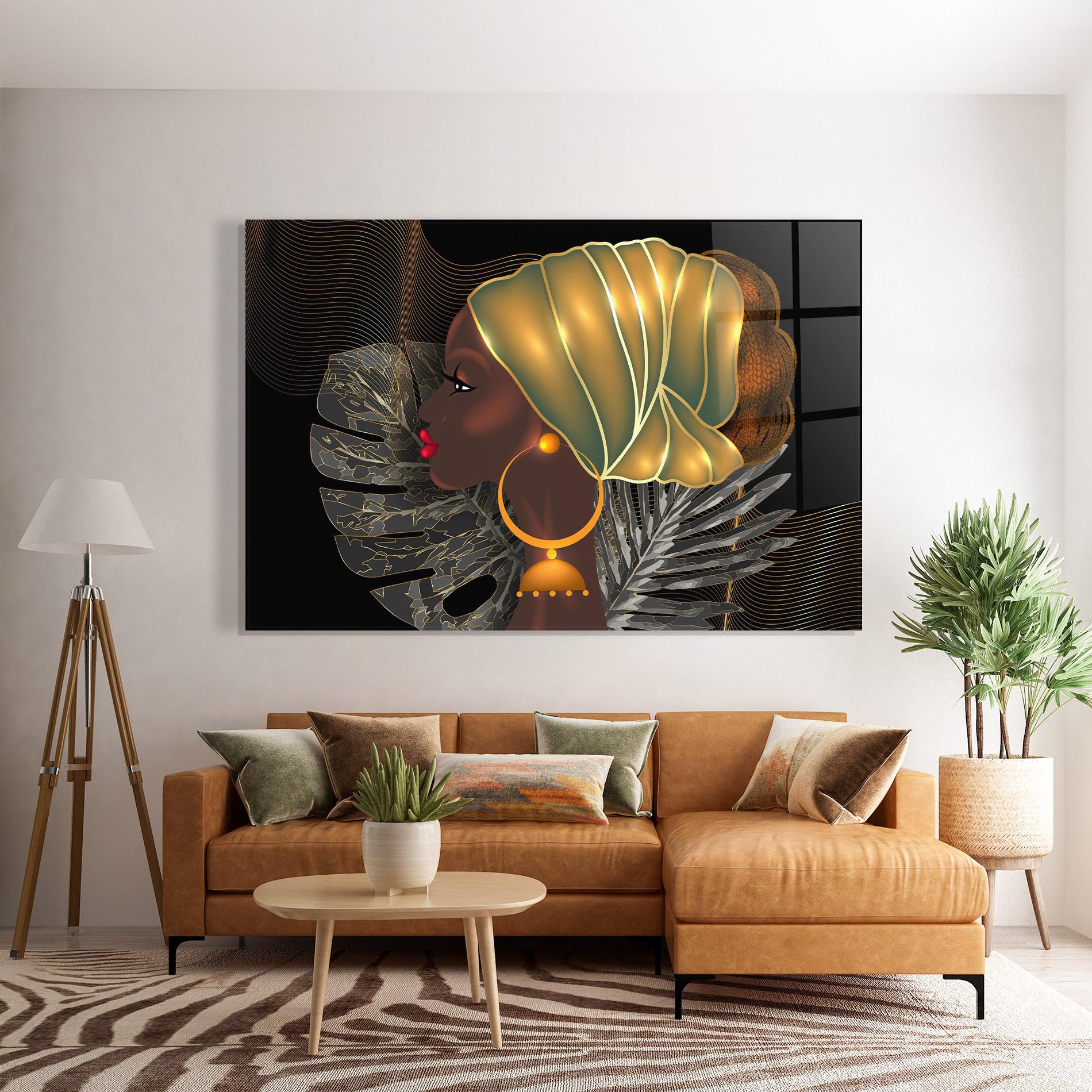 Üvegkép African Gold Leaf mockup 7