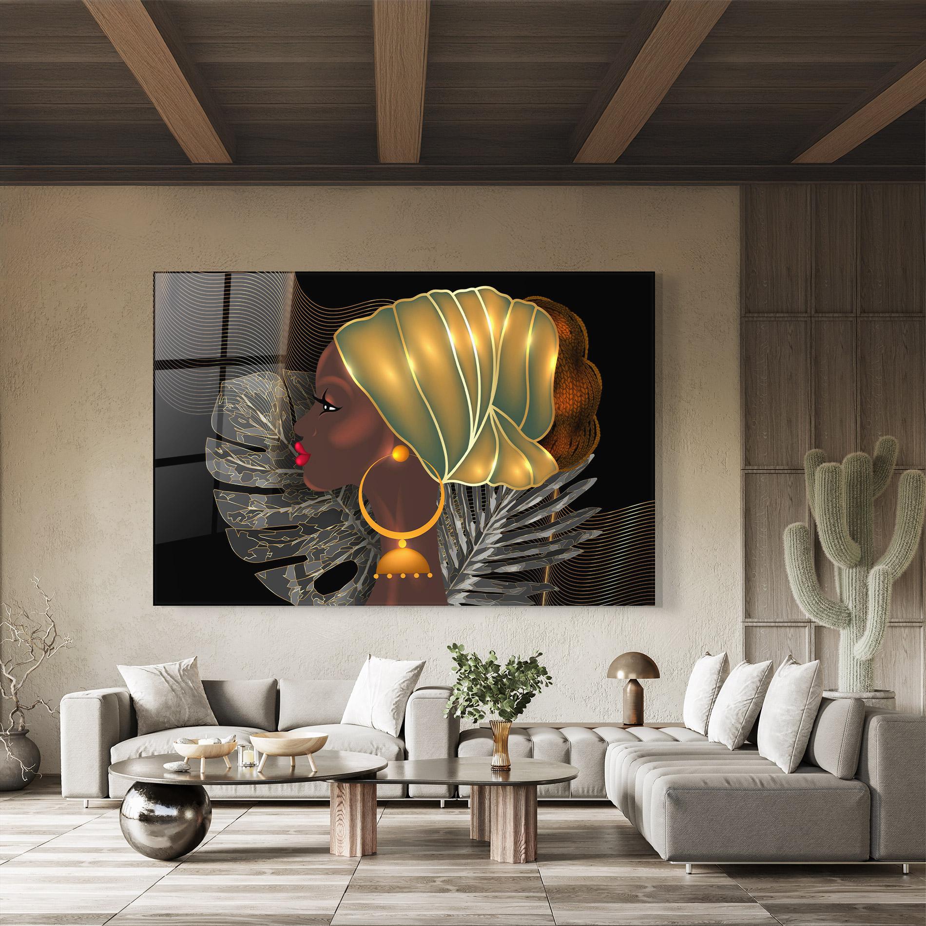 Üvegkép African Gold Leaf mockup 8