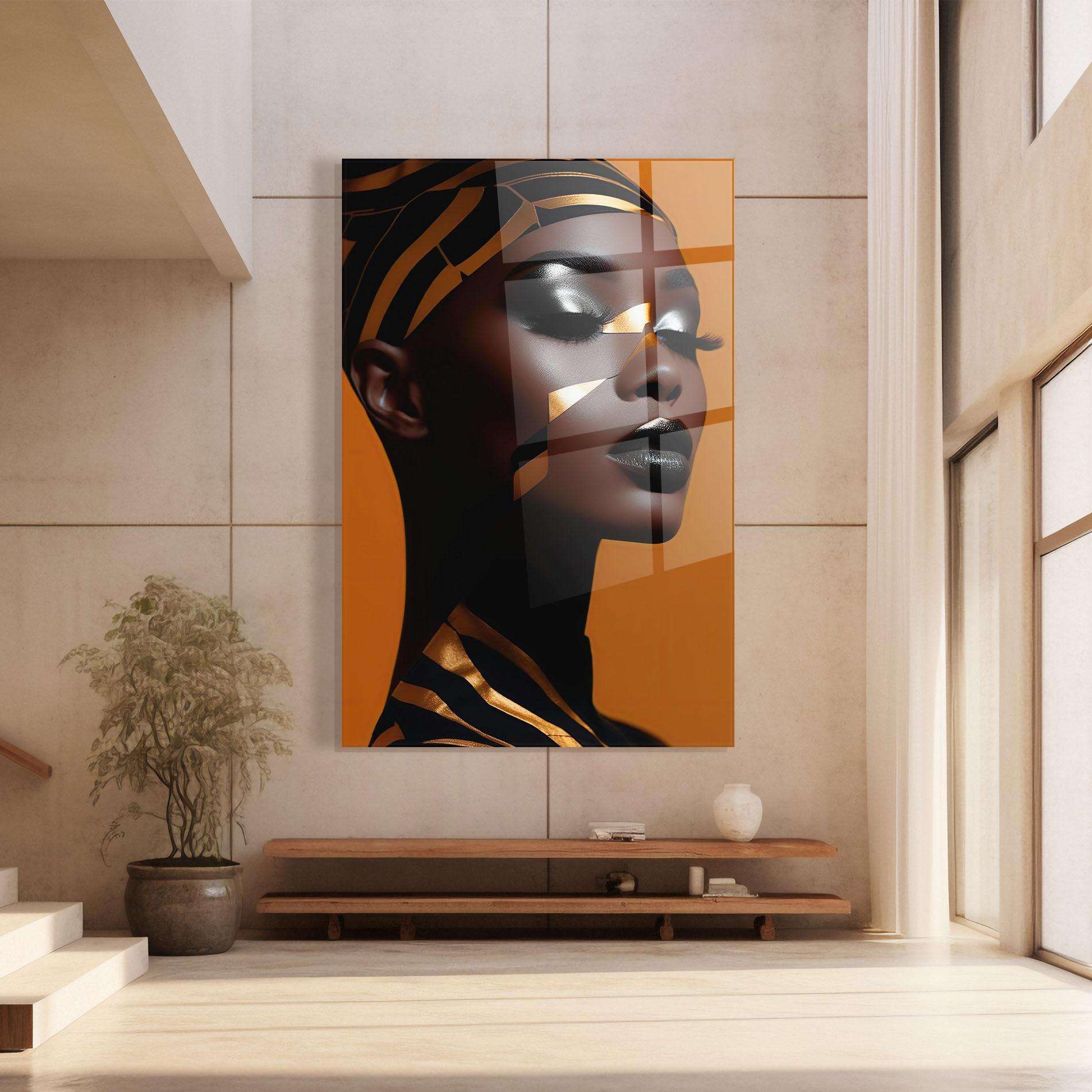 Üvegkép African Woman On Orange mockup 8