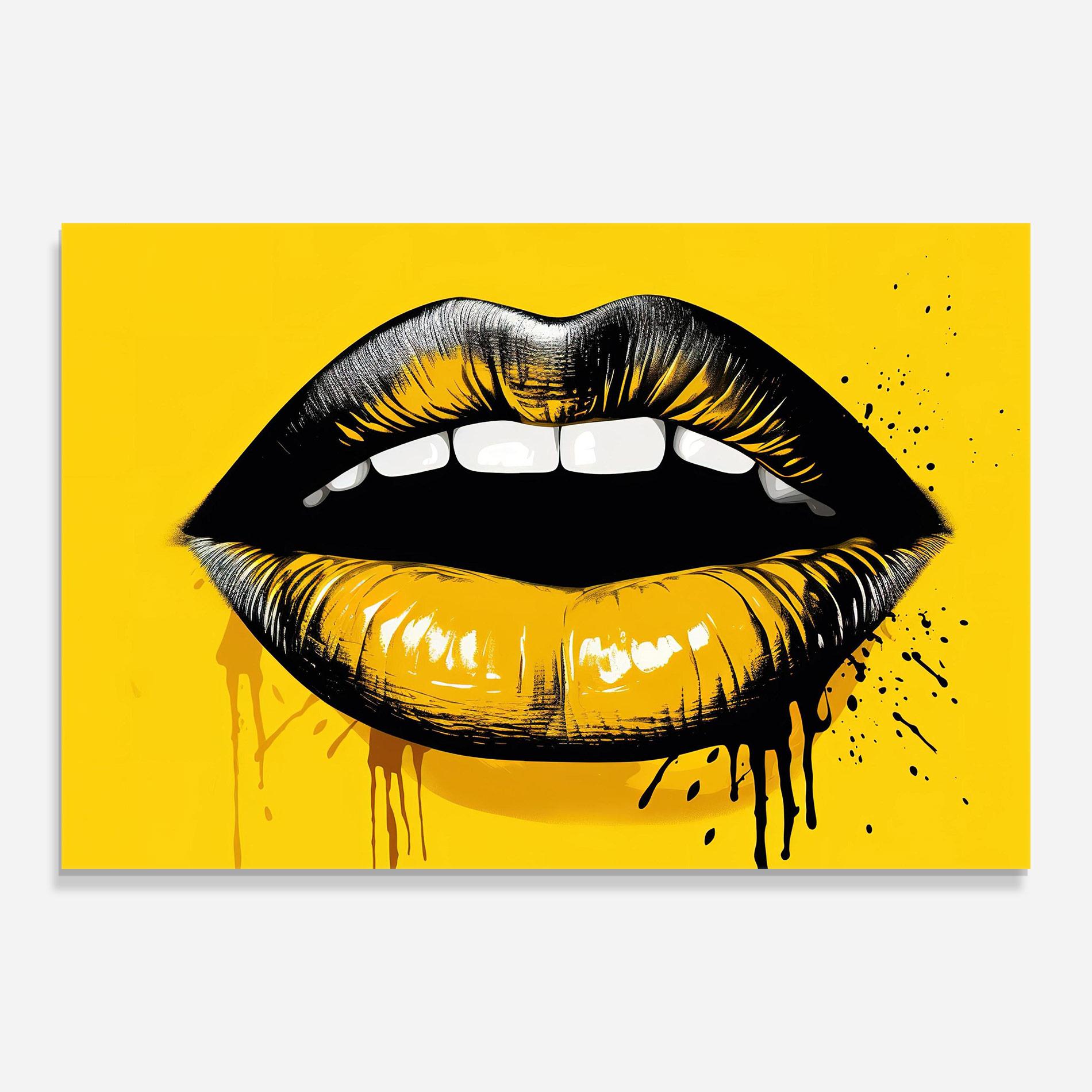 Üvegkép Black Yellow Lips mockup 0