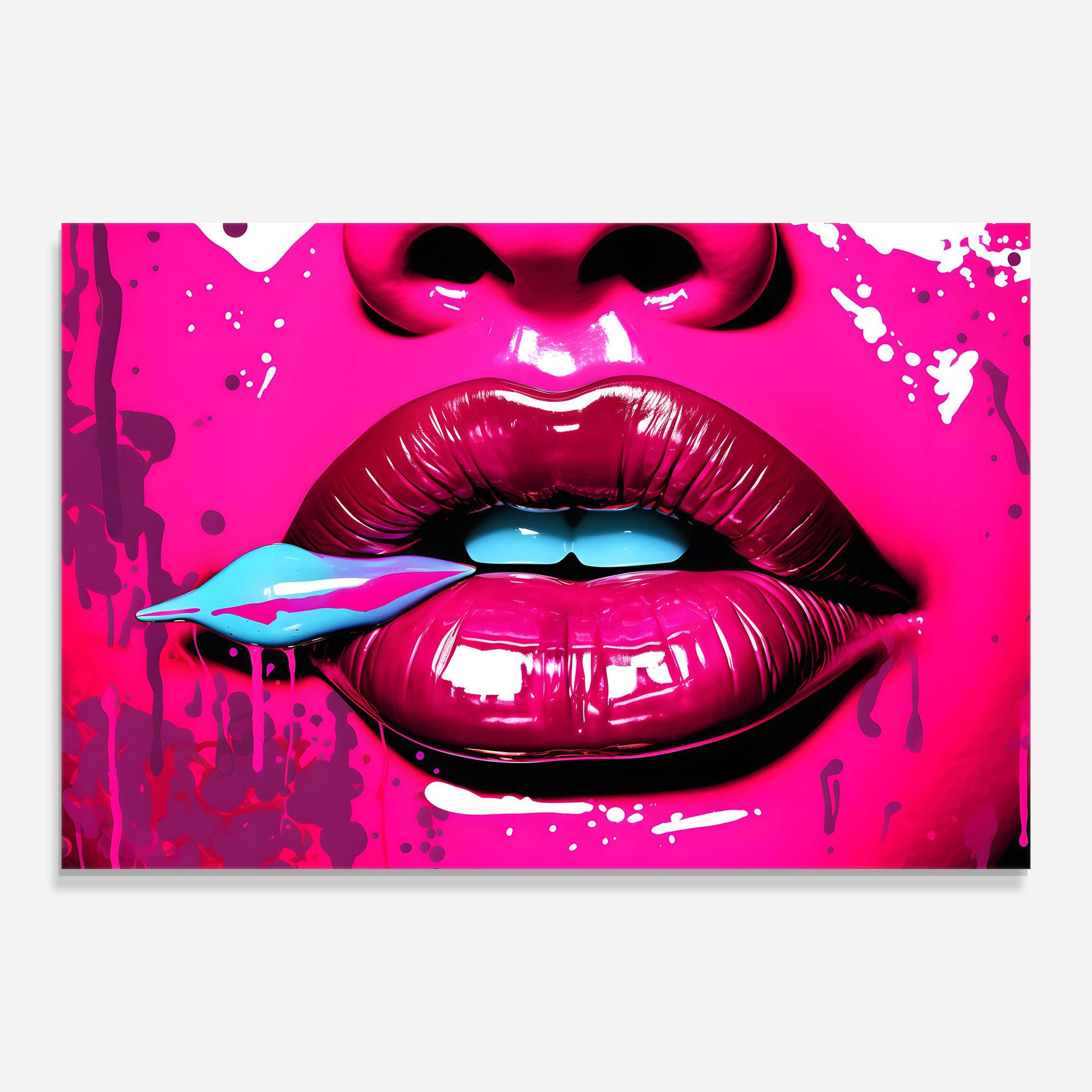 Üvegkép Dark Pink Lips Art mockup 0