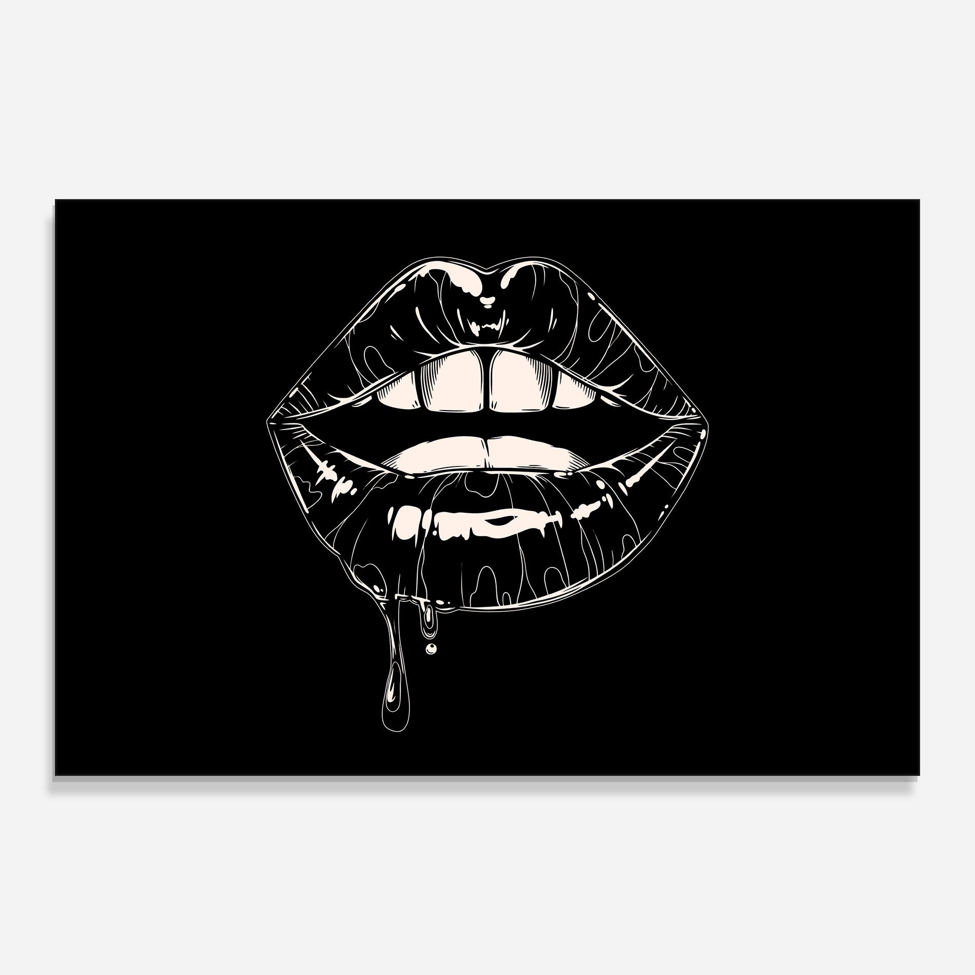 Üvegkép Open Lips On Black mockup 0