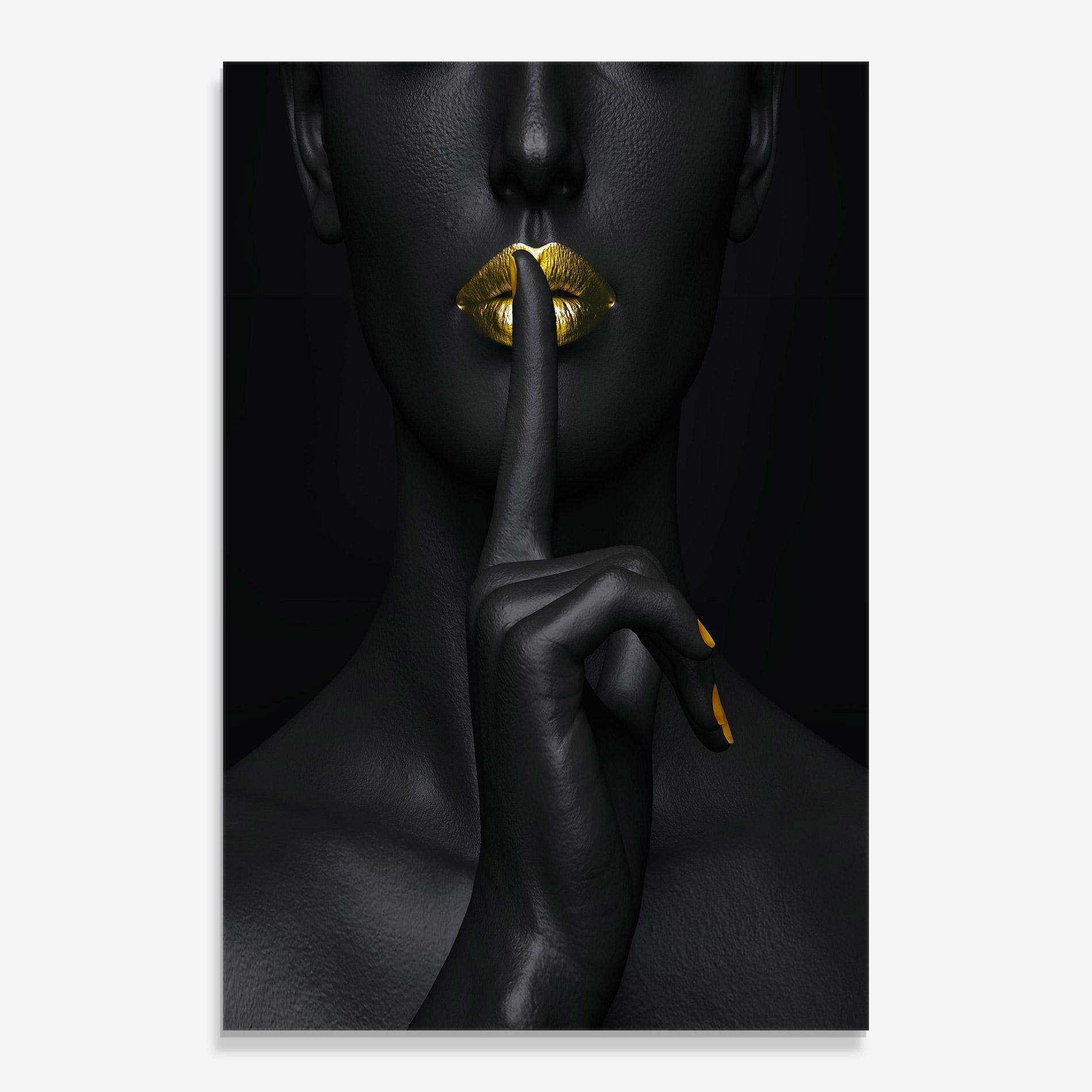 Üvegkép Silence Lips Portrait mockup 0