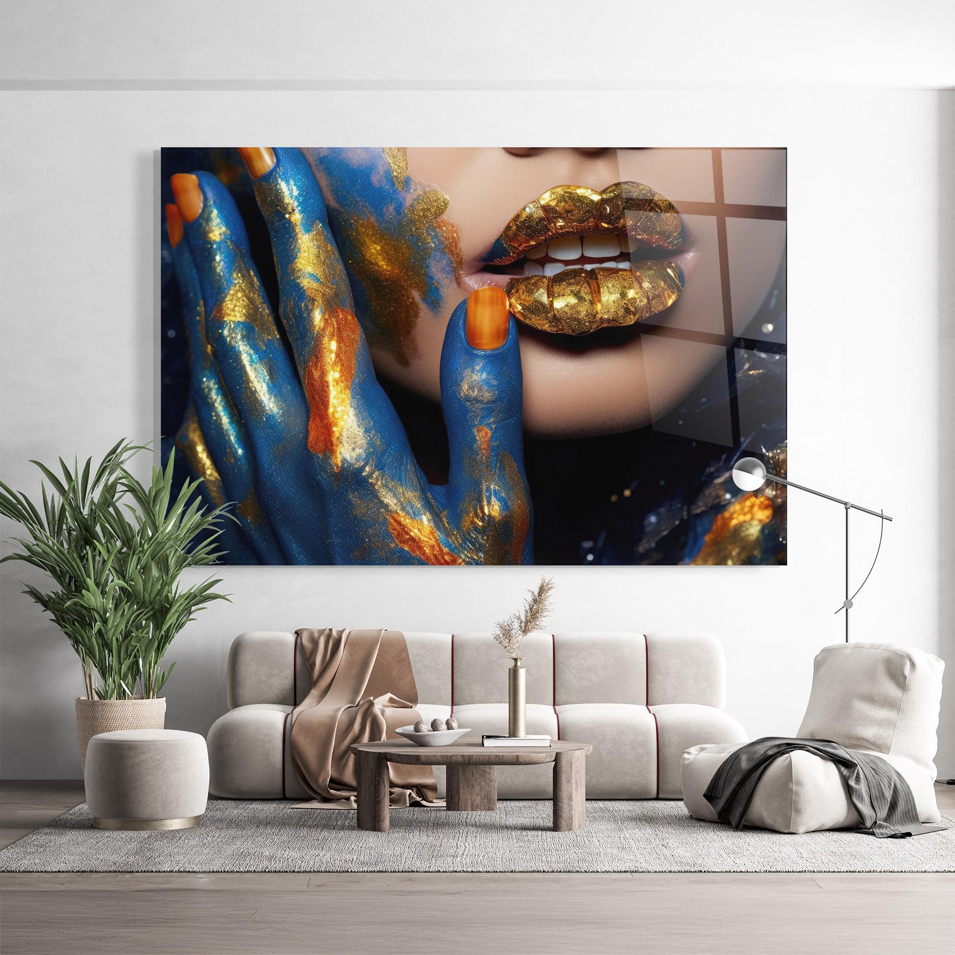 Üvegkép Blue Hand Lips mockup 9