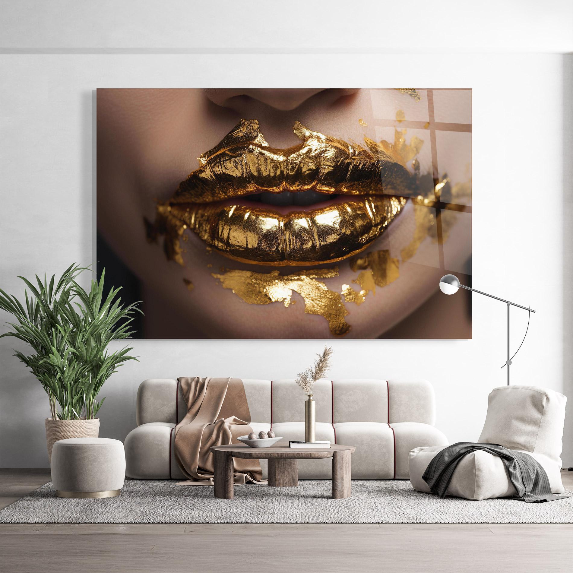 Üvegkép Close Gold Lips mockup 9