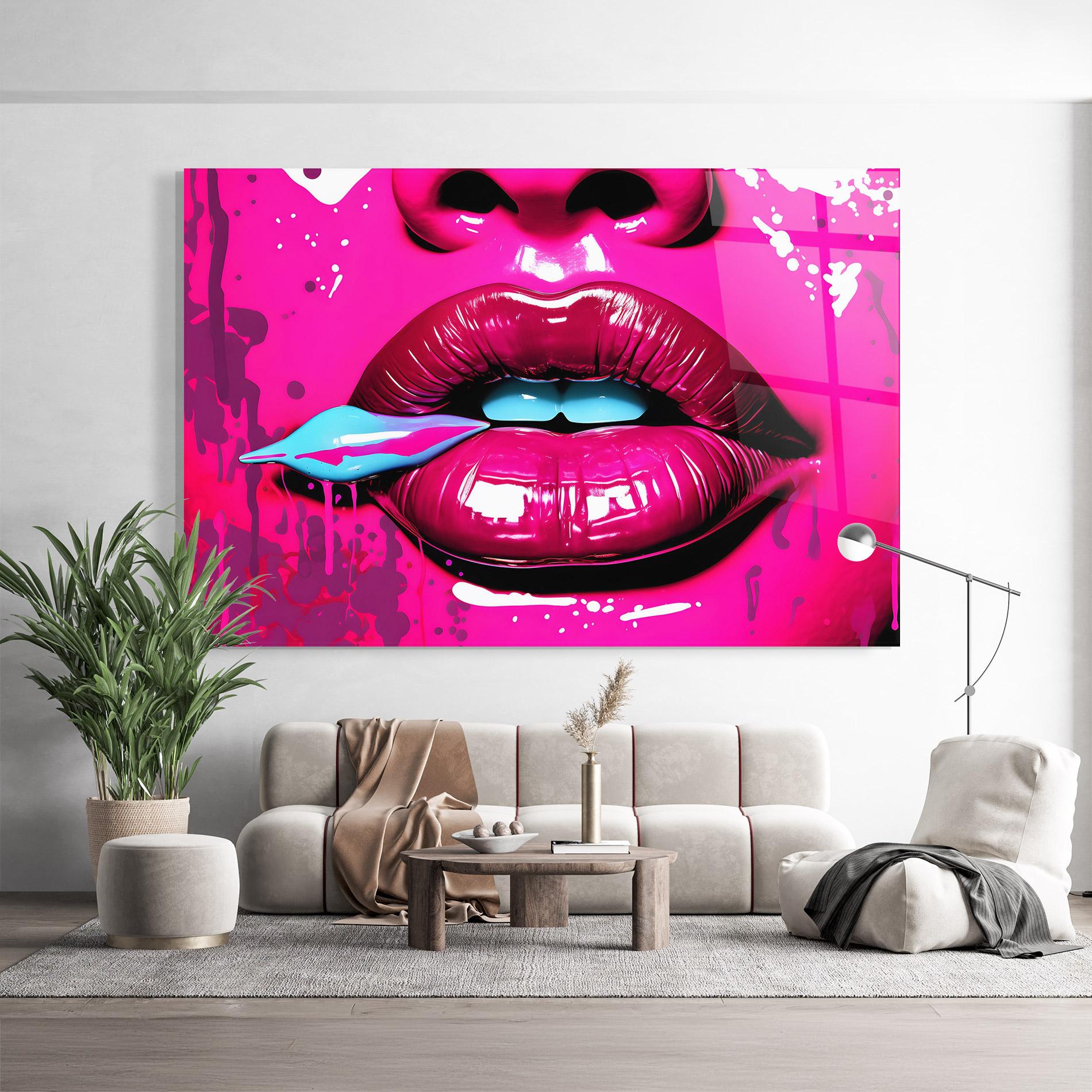 Üvegkép Dark Pink Lips Art mockup 9