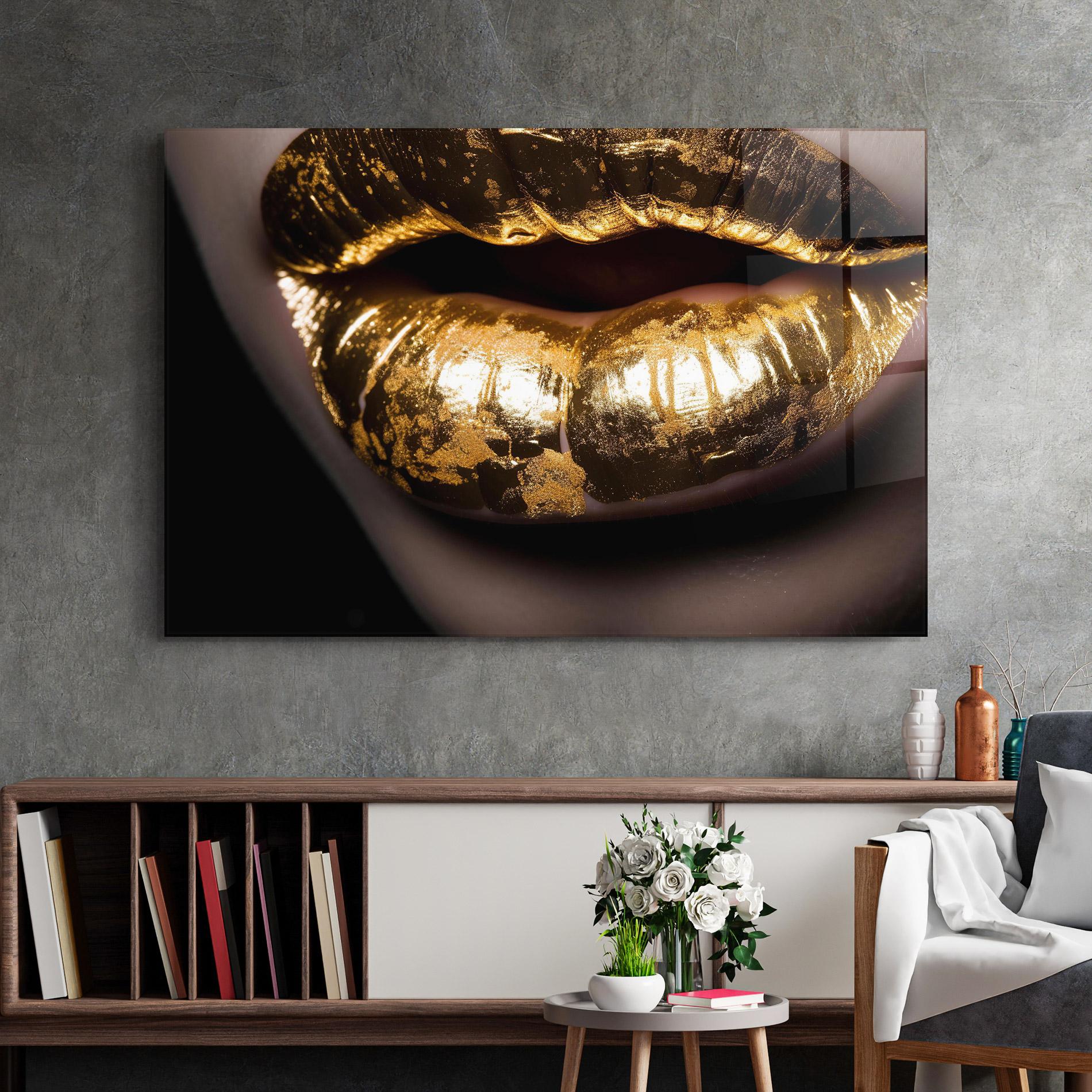 Üvegkép Big Gold Lips mockup 2