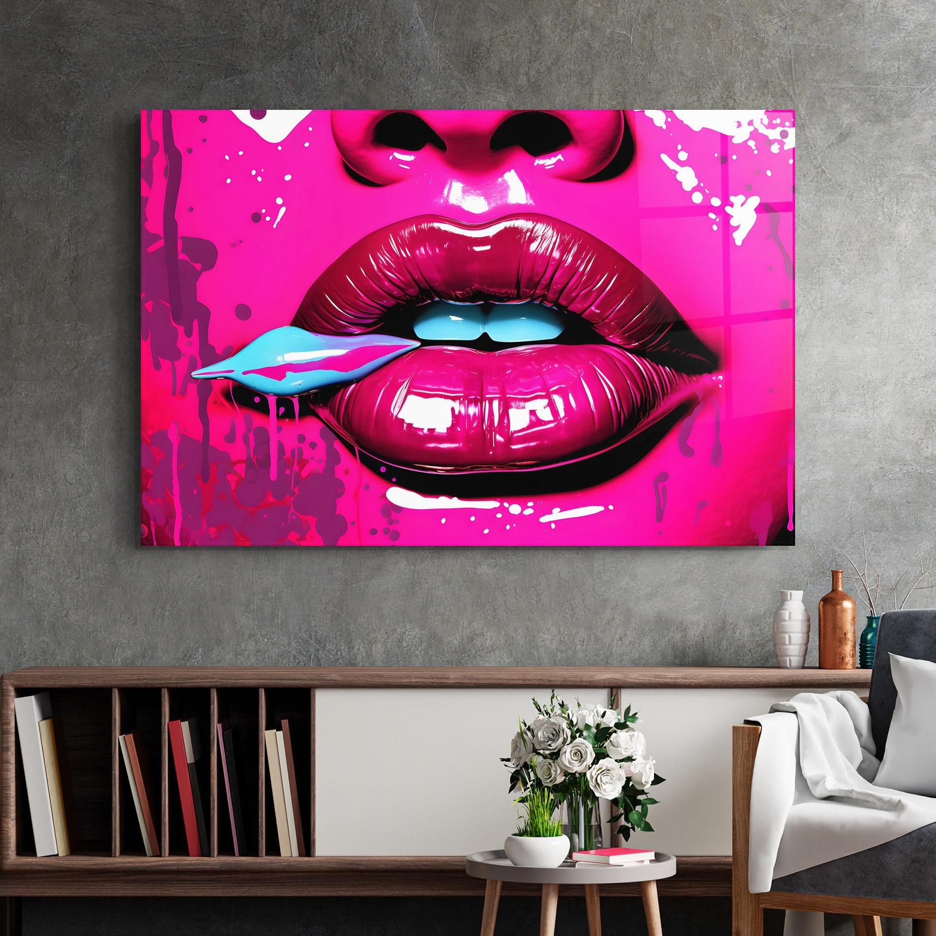 Üvegkép Dark Pink Lips Art mockup 2