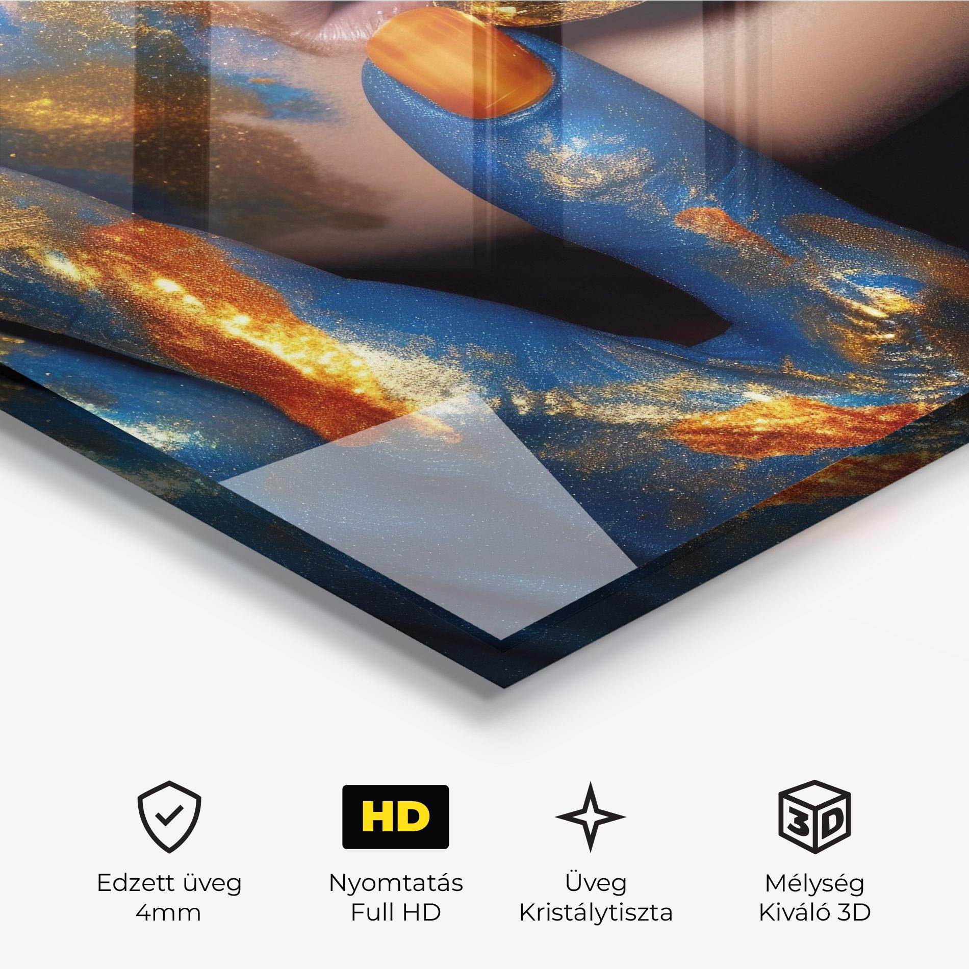 Üvegkép Blue Hand Lips mockup 3