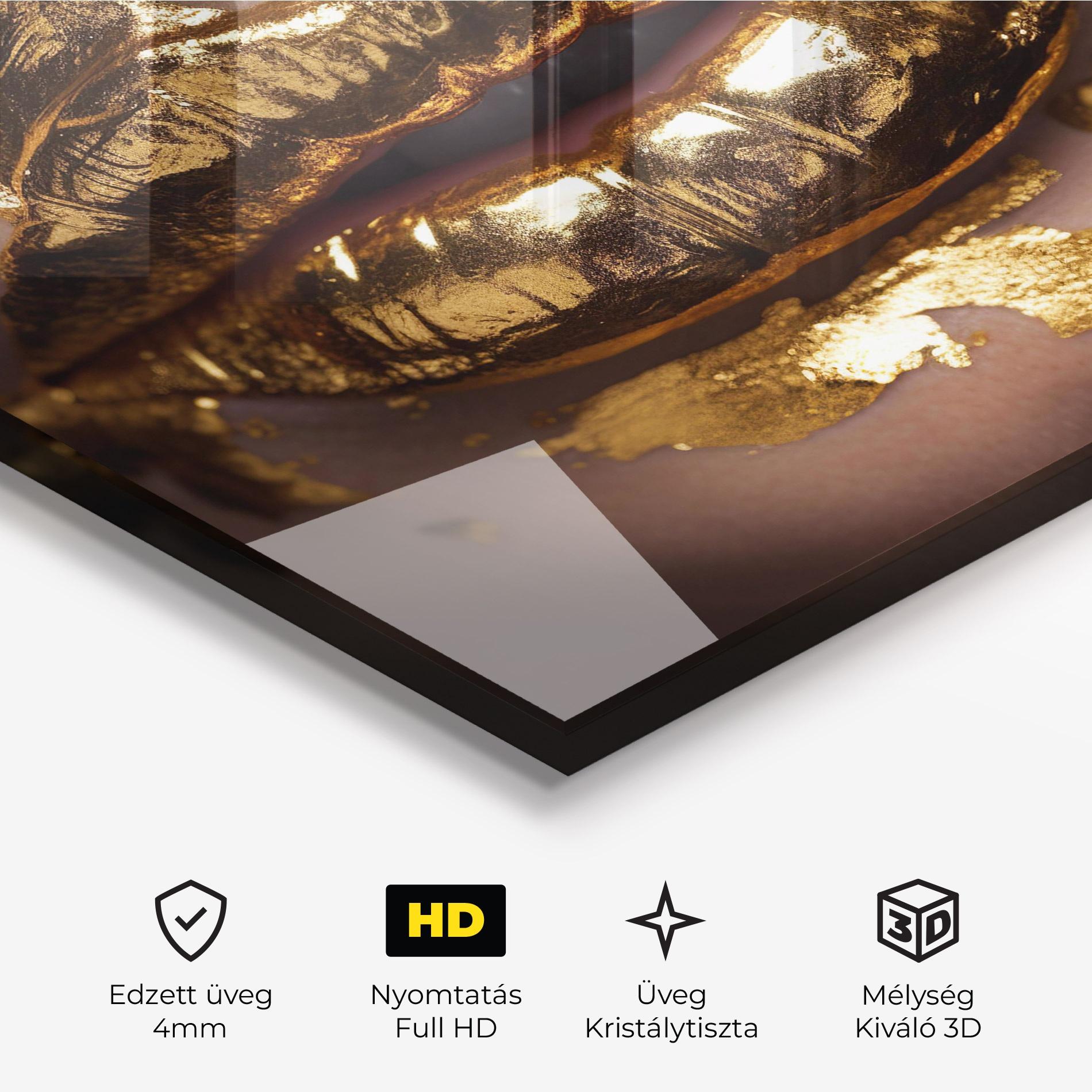 Üvegkép Close Gold Lips mockup 3