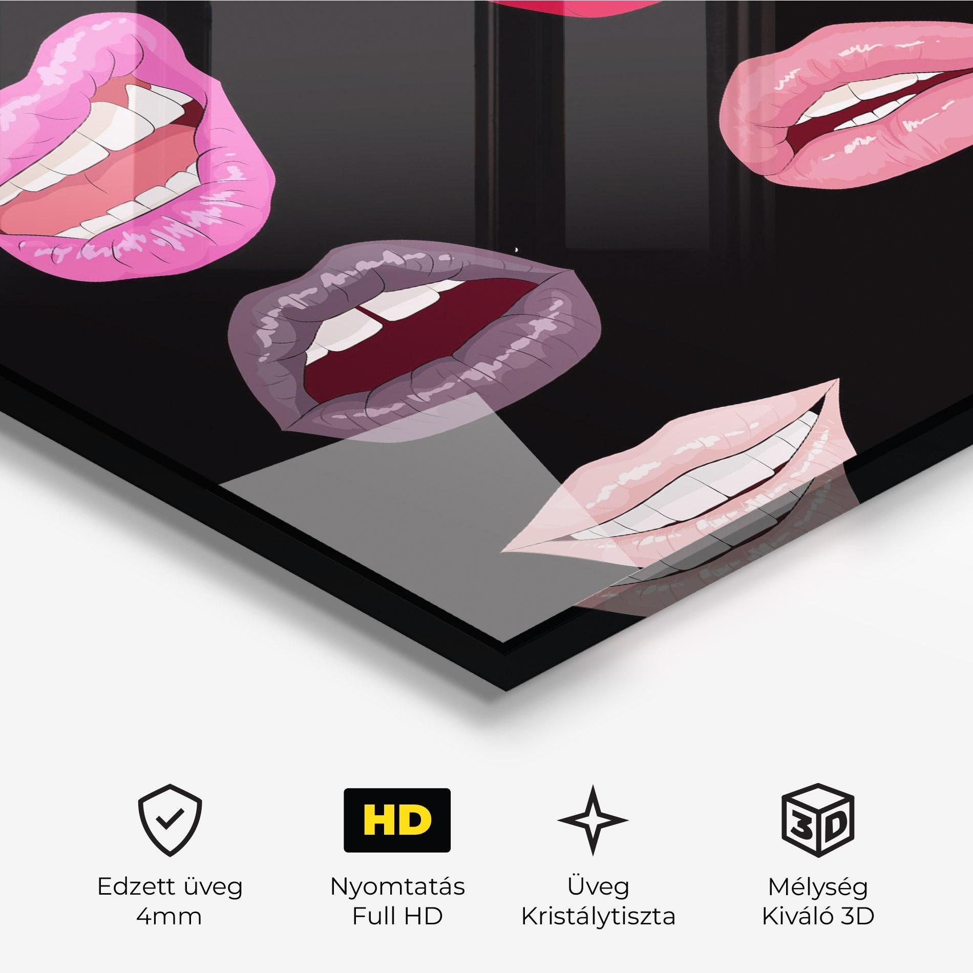 Üvegkép Colorful Lips mockup 3