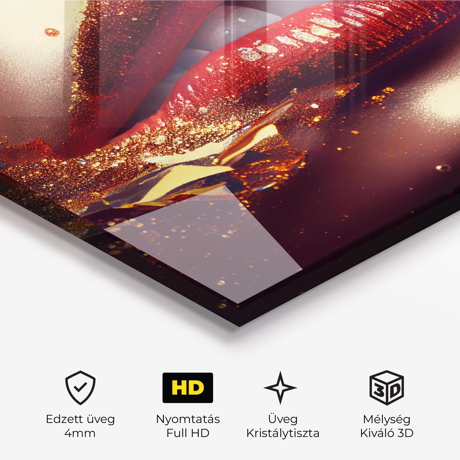 Üvegkép Gold Glitter Lips mockup 3