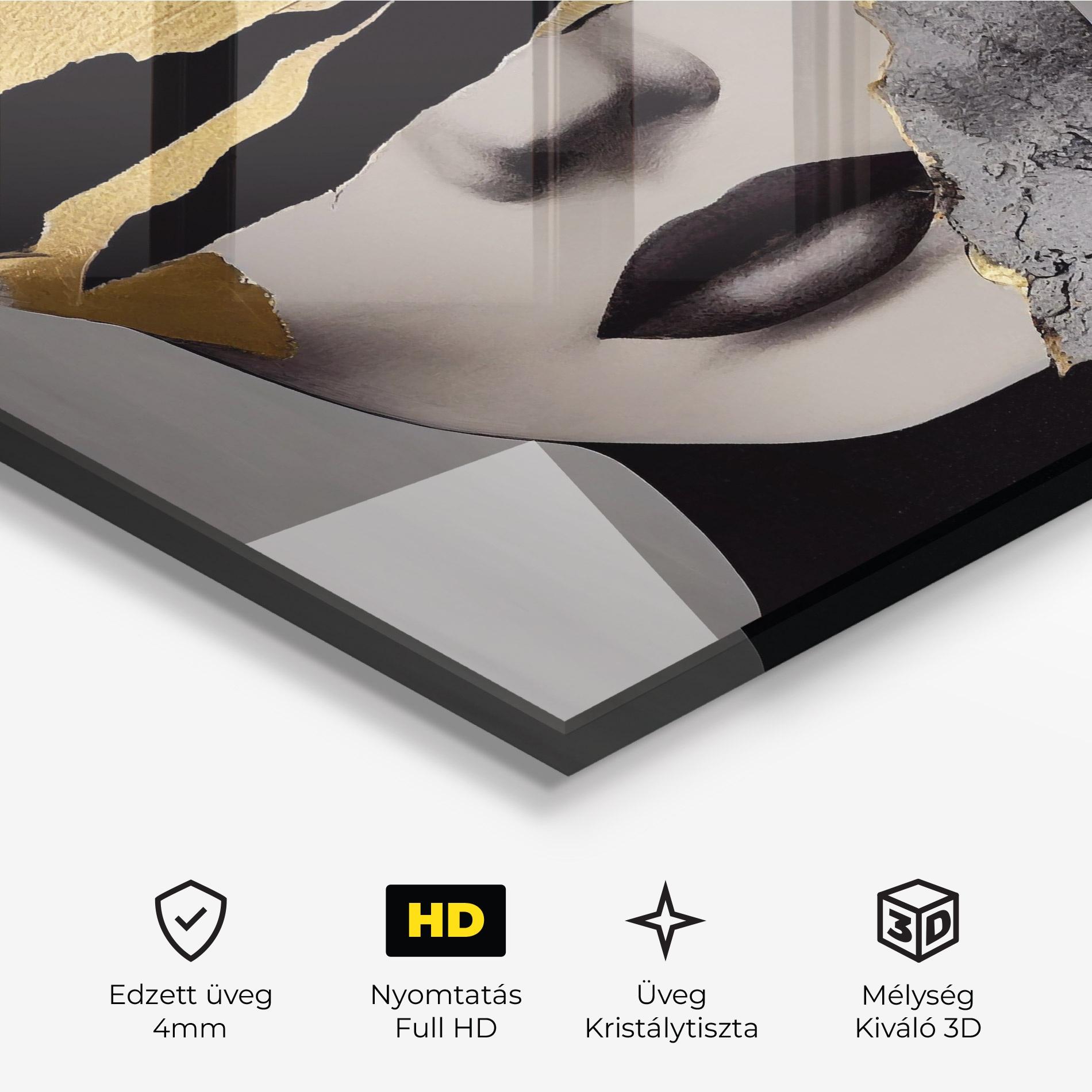 Üvegkép Grey Gold Lips mockup 3