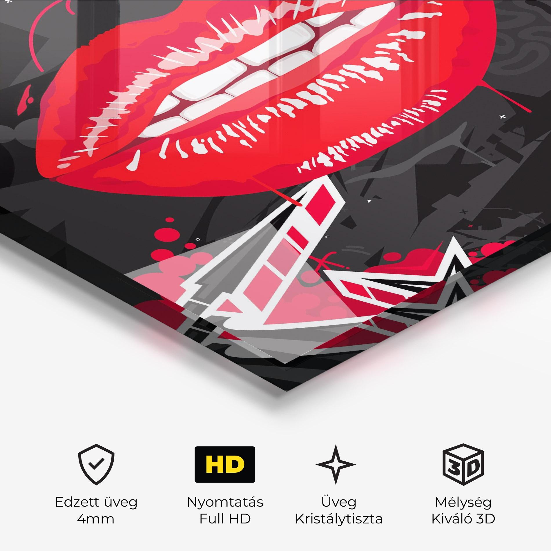 Üvegkép Lips Graff mockup 3