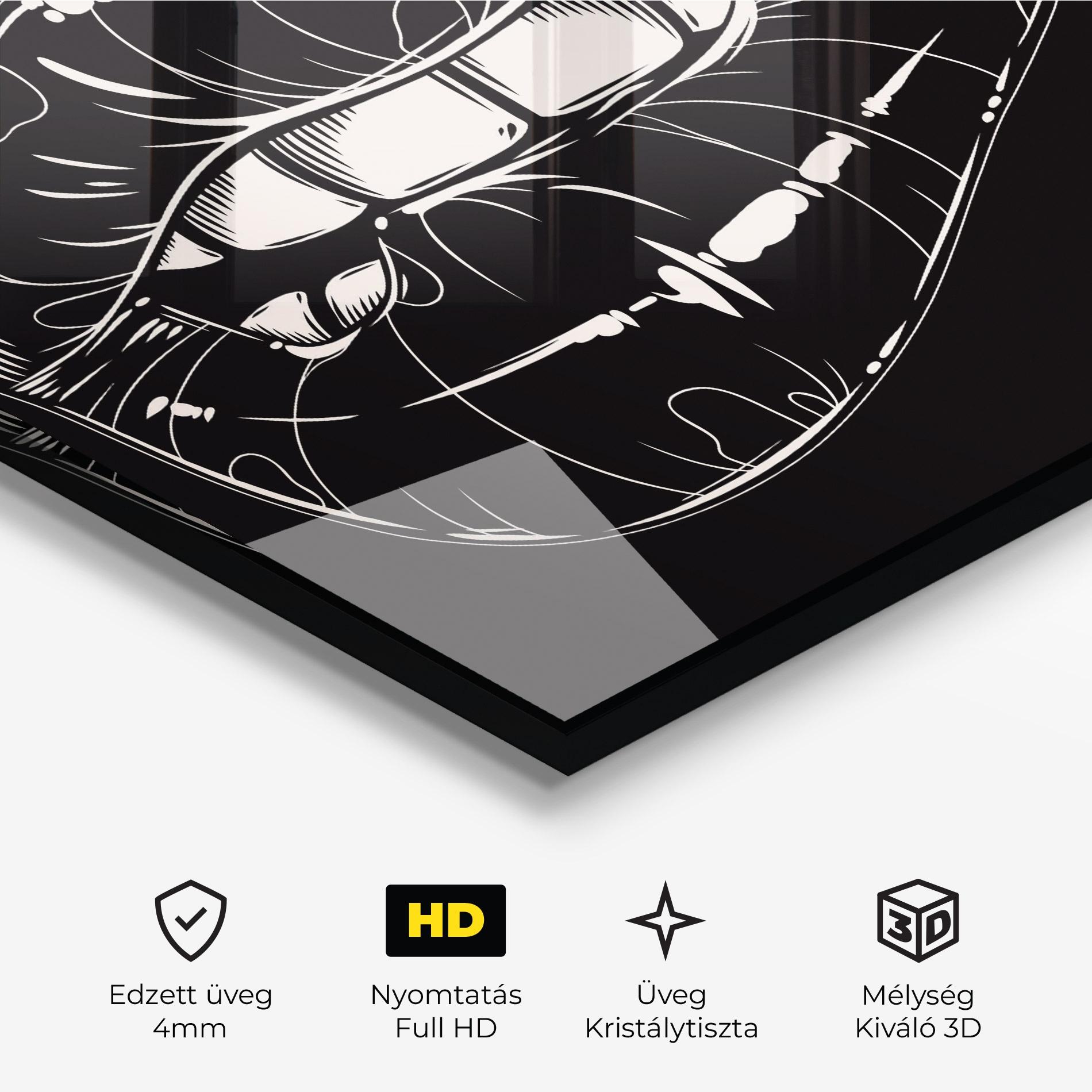 Üvegkép Lips On Black Art mockup 3