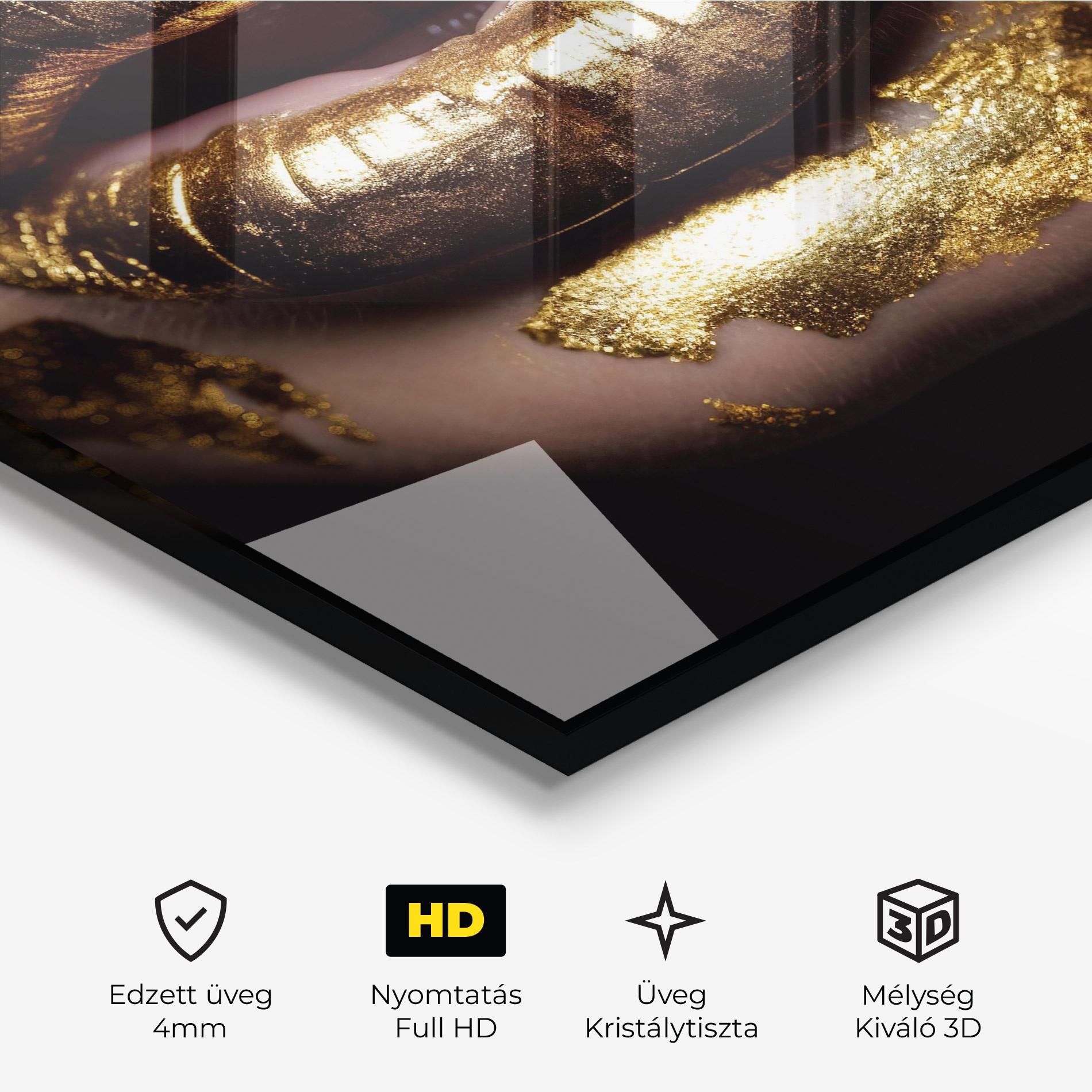 Üvegkép Open Golden Lips mockup 3