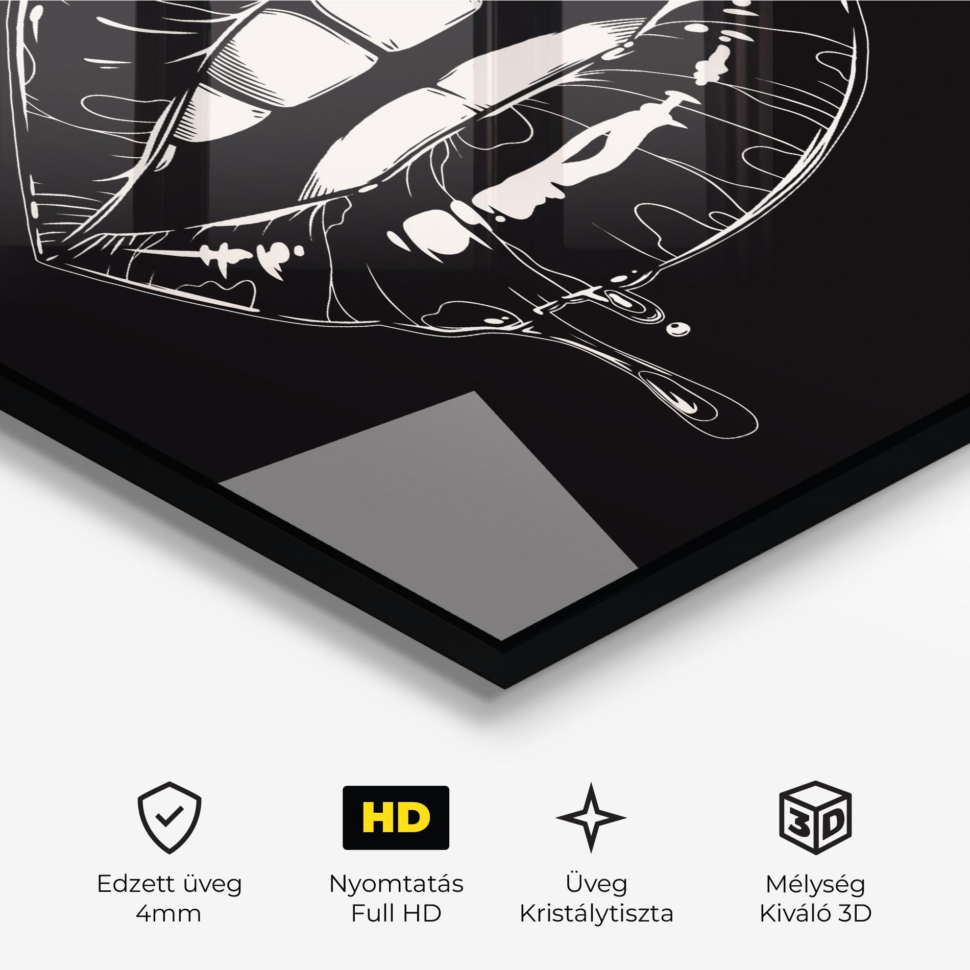 Üvegkép Open Lips On Black mockup 3