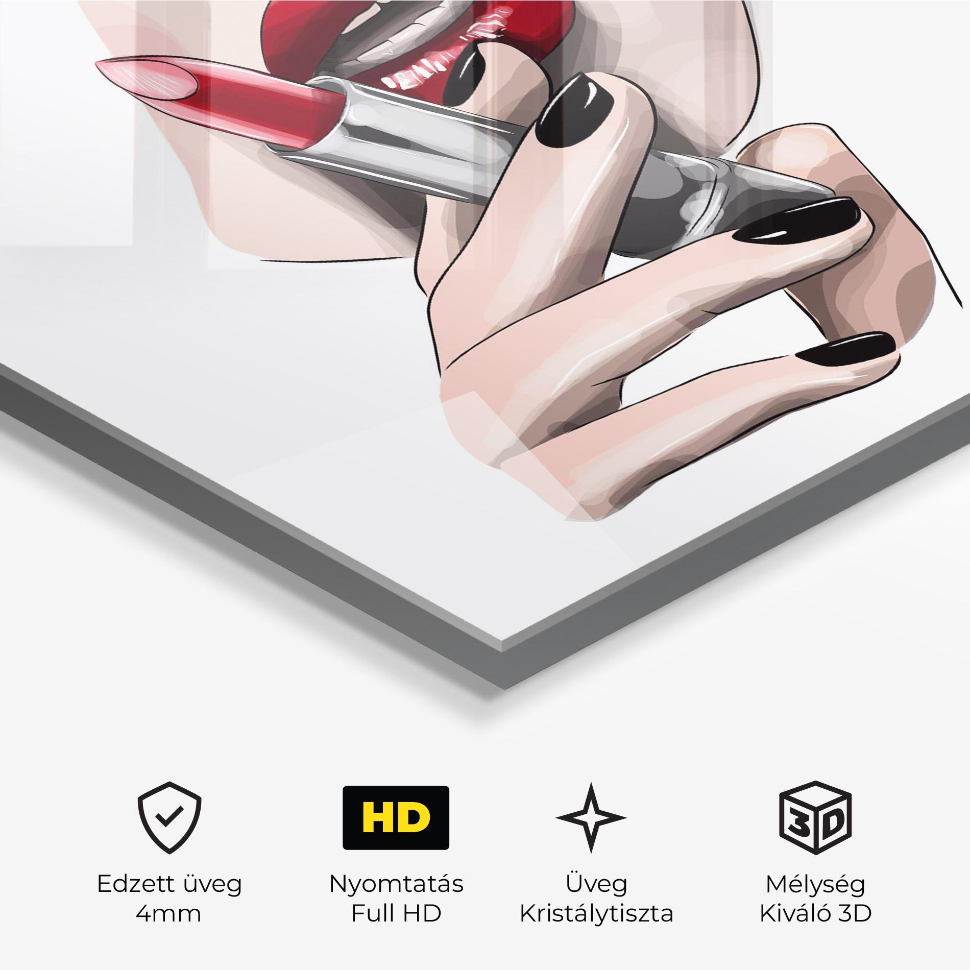 Üvegkép Red Lipstick mockup 3