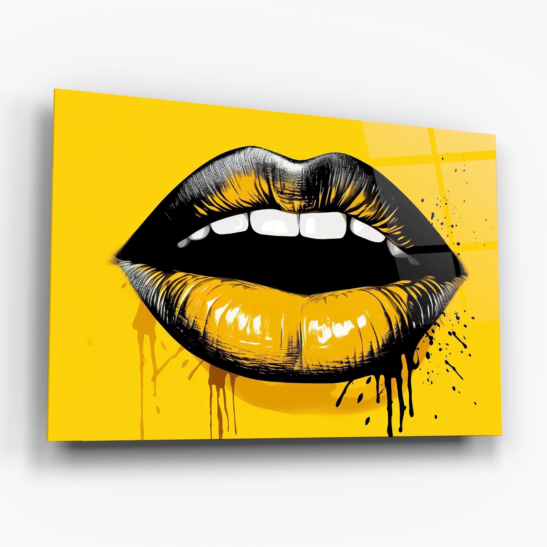 Üvegkép Black Yellow Lips mockup 6