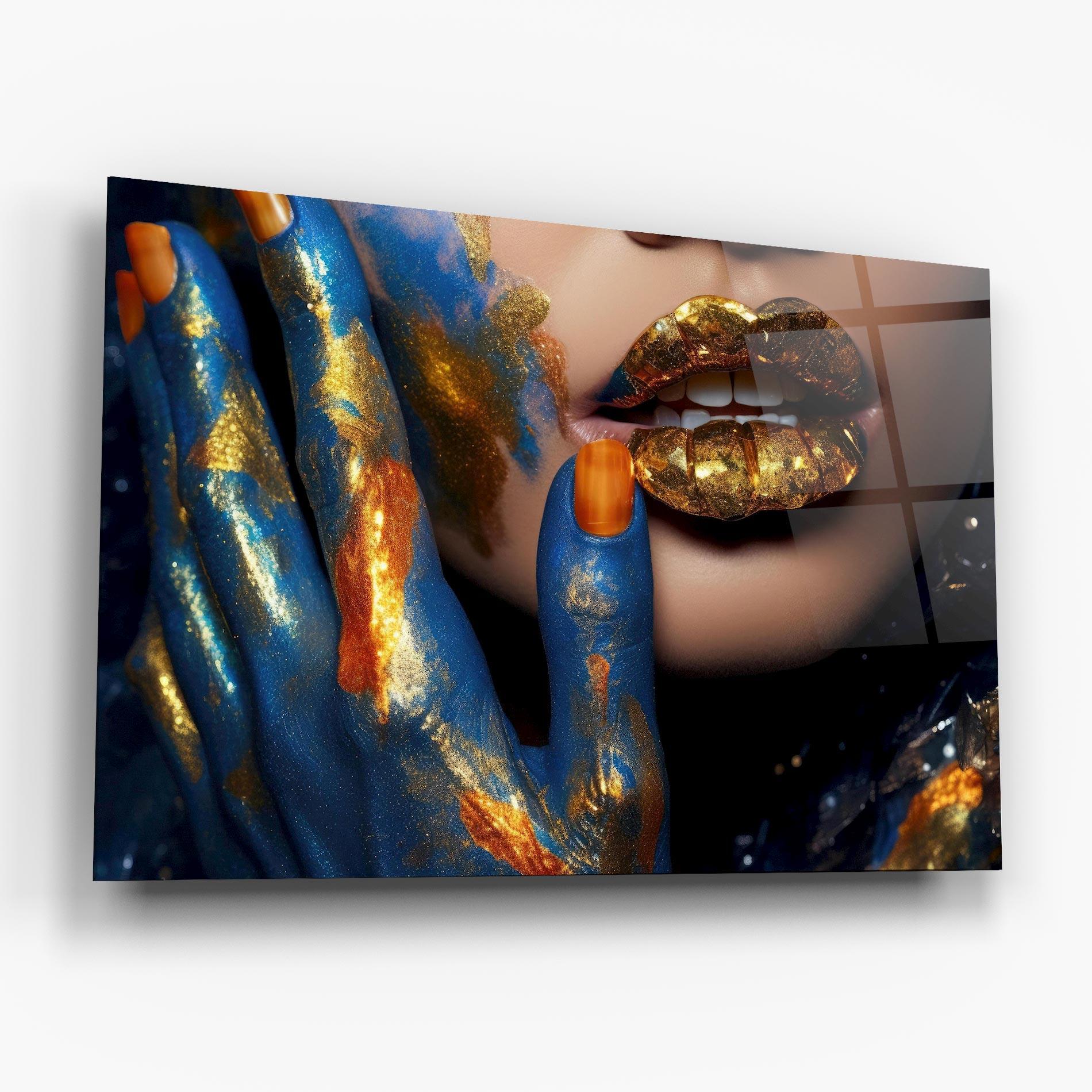 Üvegkép Blue Hand Lips mockup 6