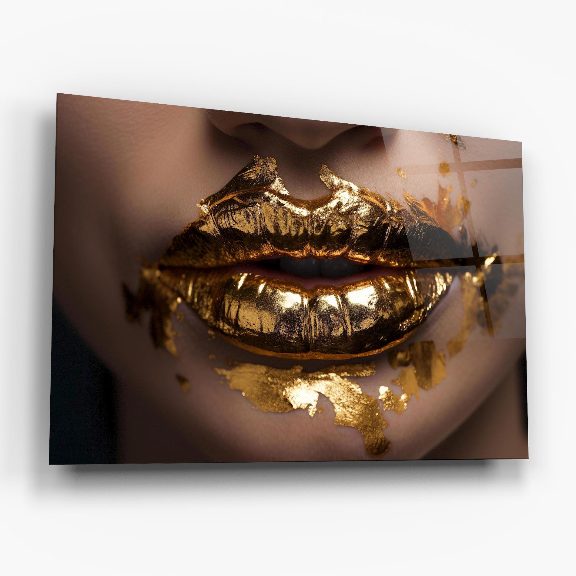 Üvegkép Close Gold Lips mockup 6