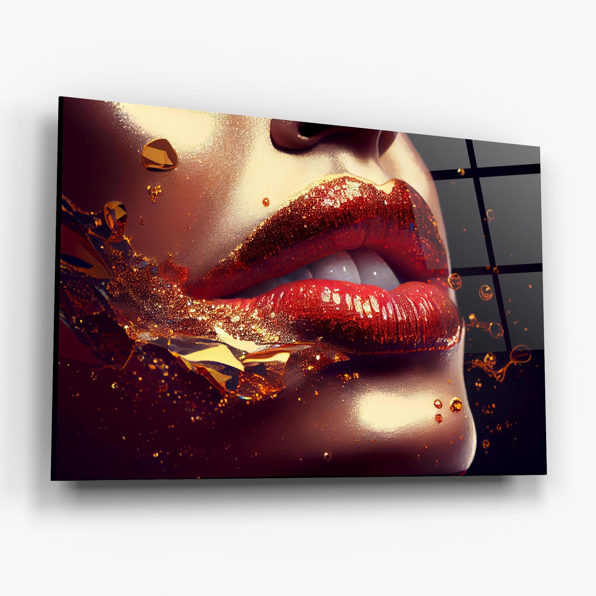 Üvegkép Gold Glitter Lips mockup 6