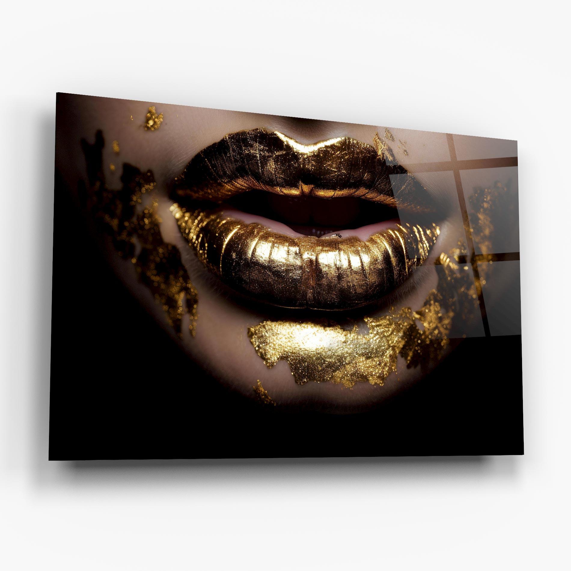 Üvegkép Open Golden Lips mockup 6