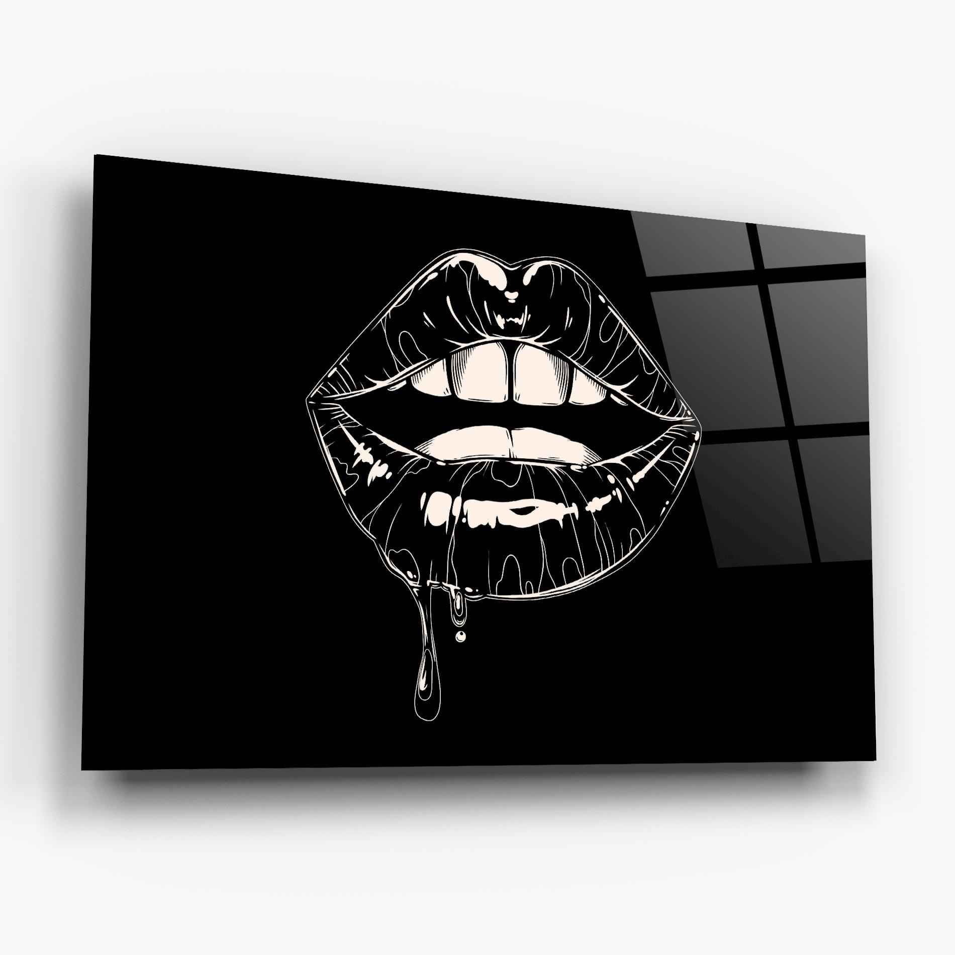 Üvegkép Open Lips On Black mockup 6
