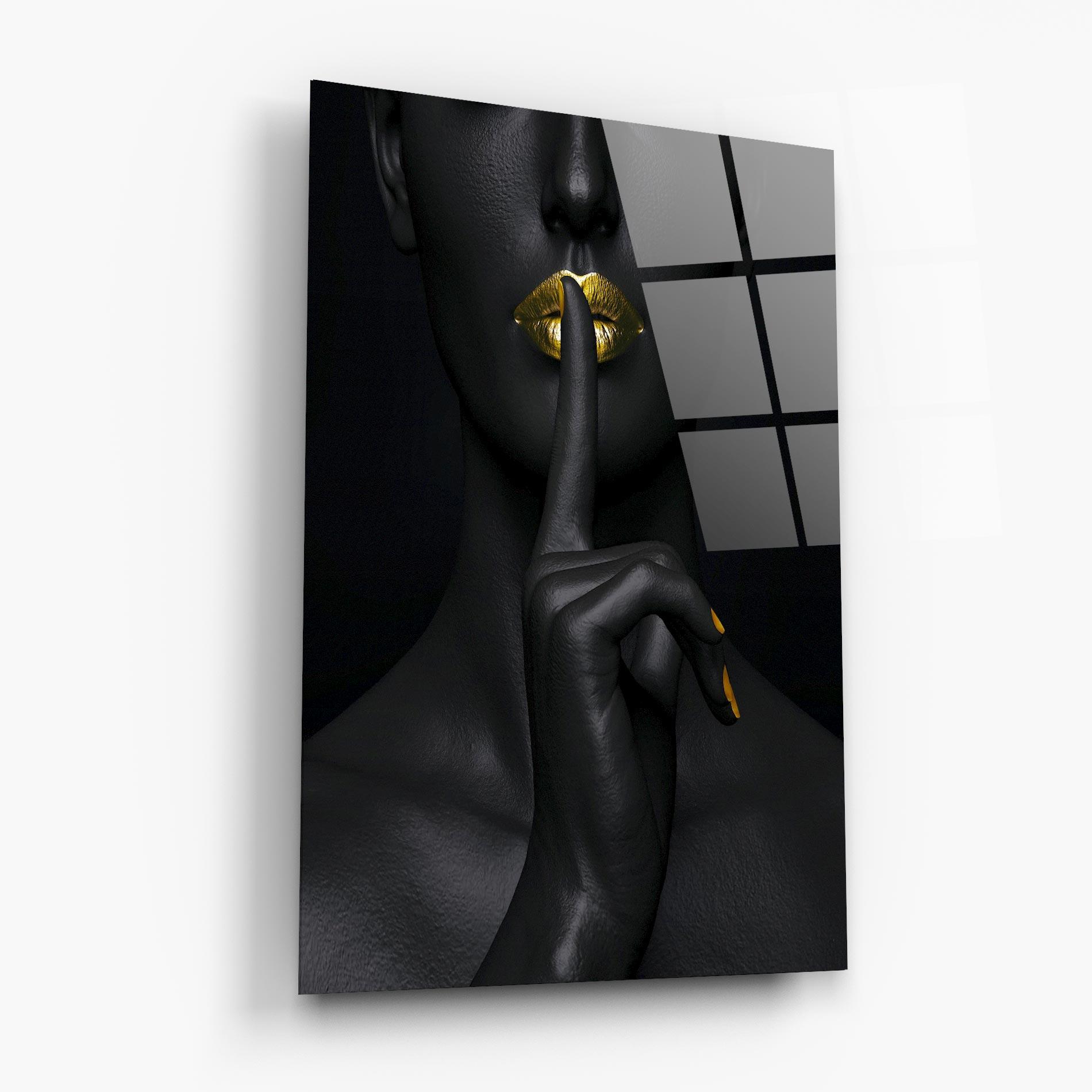 Üvegkép Silence Lips Portrait mockup 6