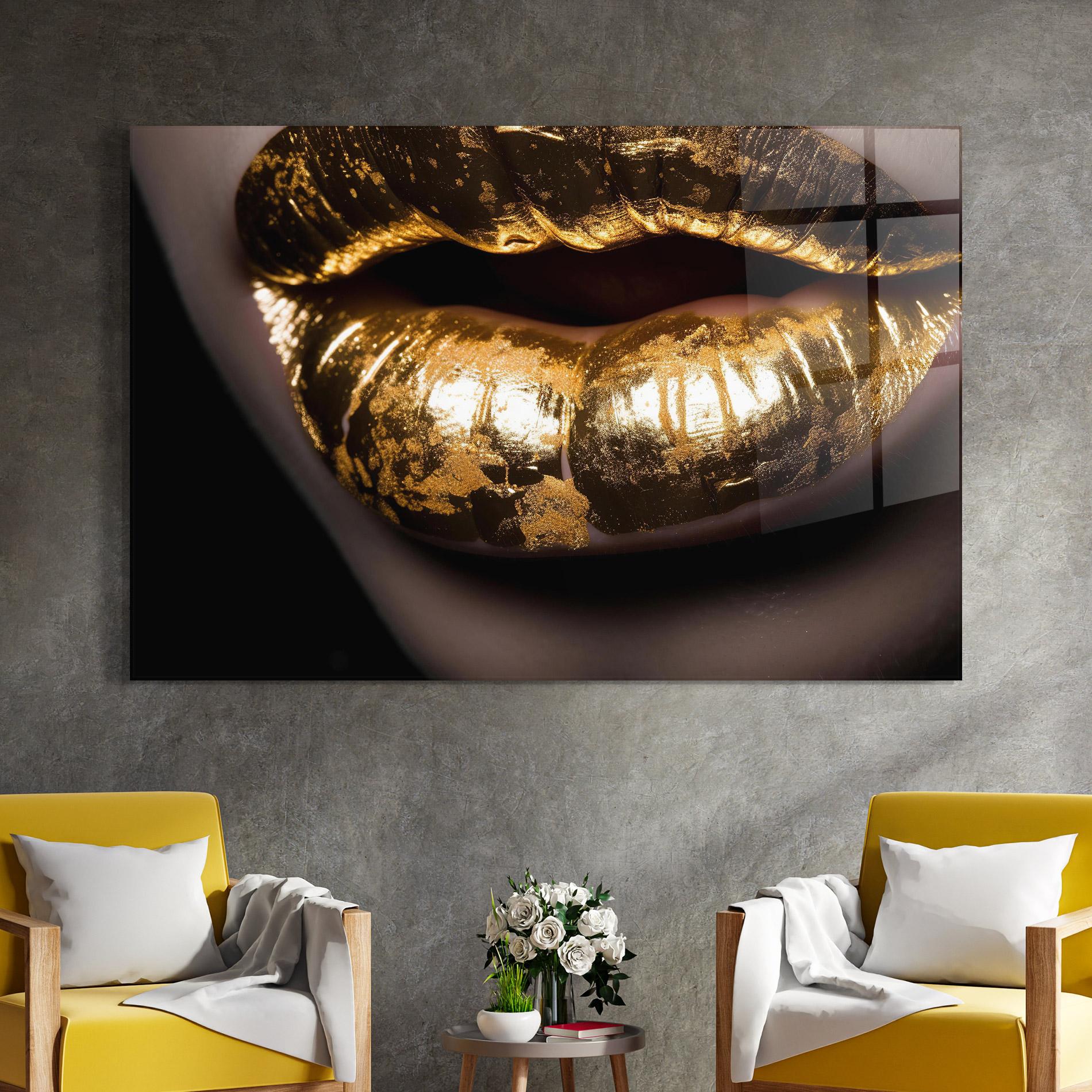 Üvegkép Big Gold Lips mockup 4