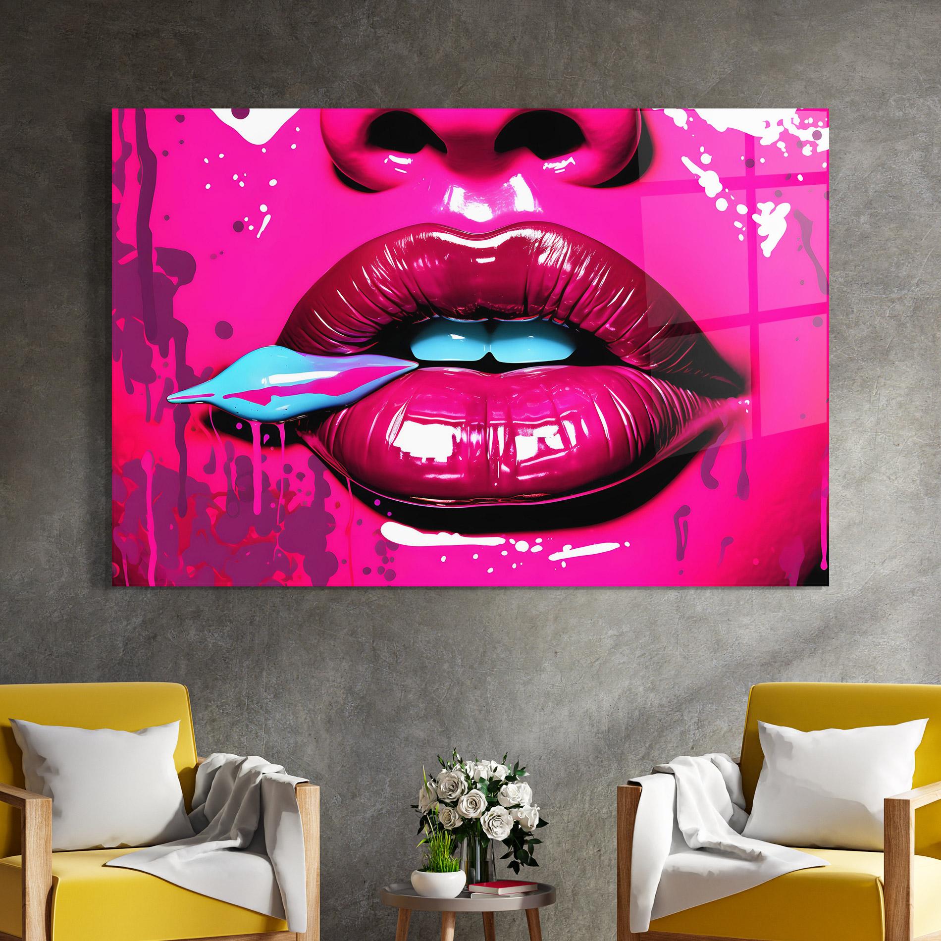 Üvegkép Dark Pink Lips Art mockup 4