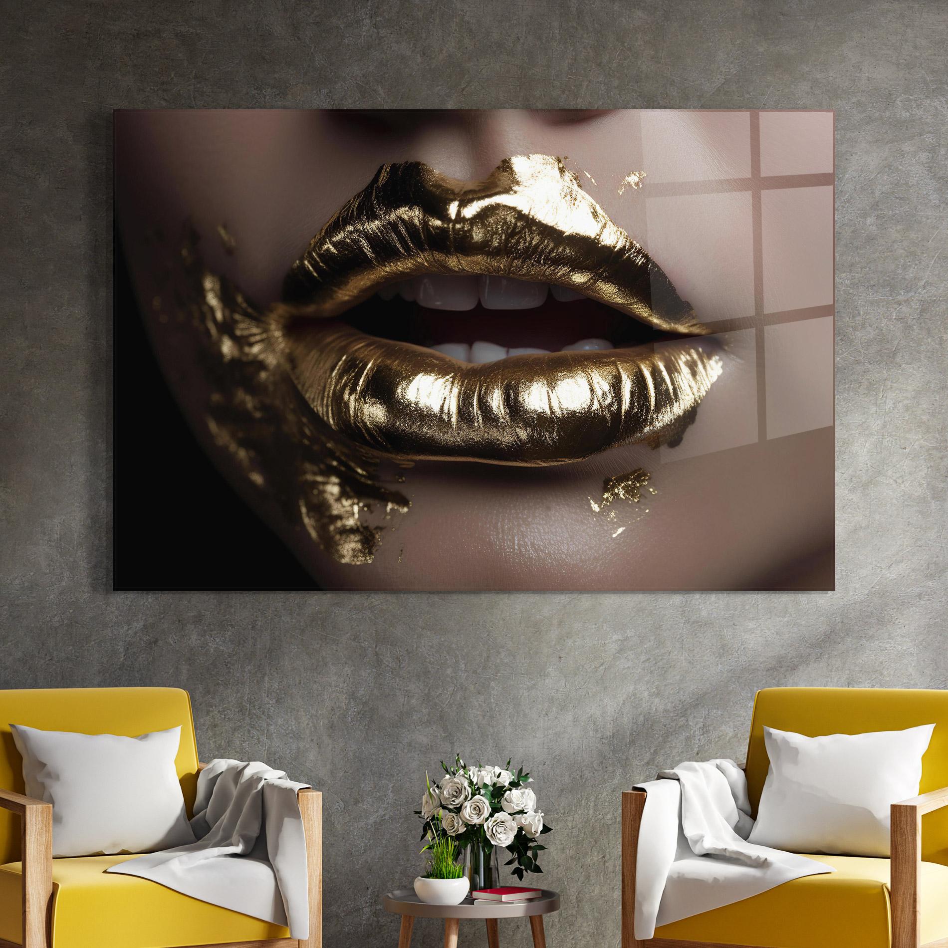 Üvegkép Gold Lips mockup 4