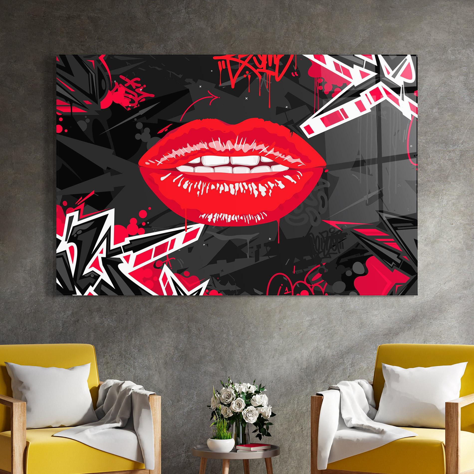 Üvegkép Lips Graff mockup 4