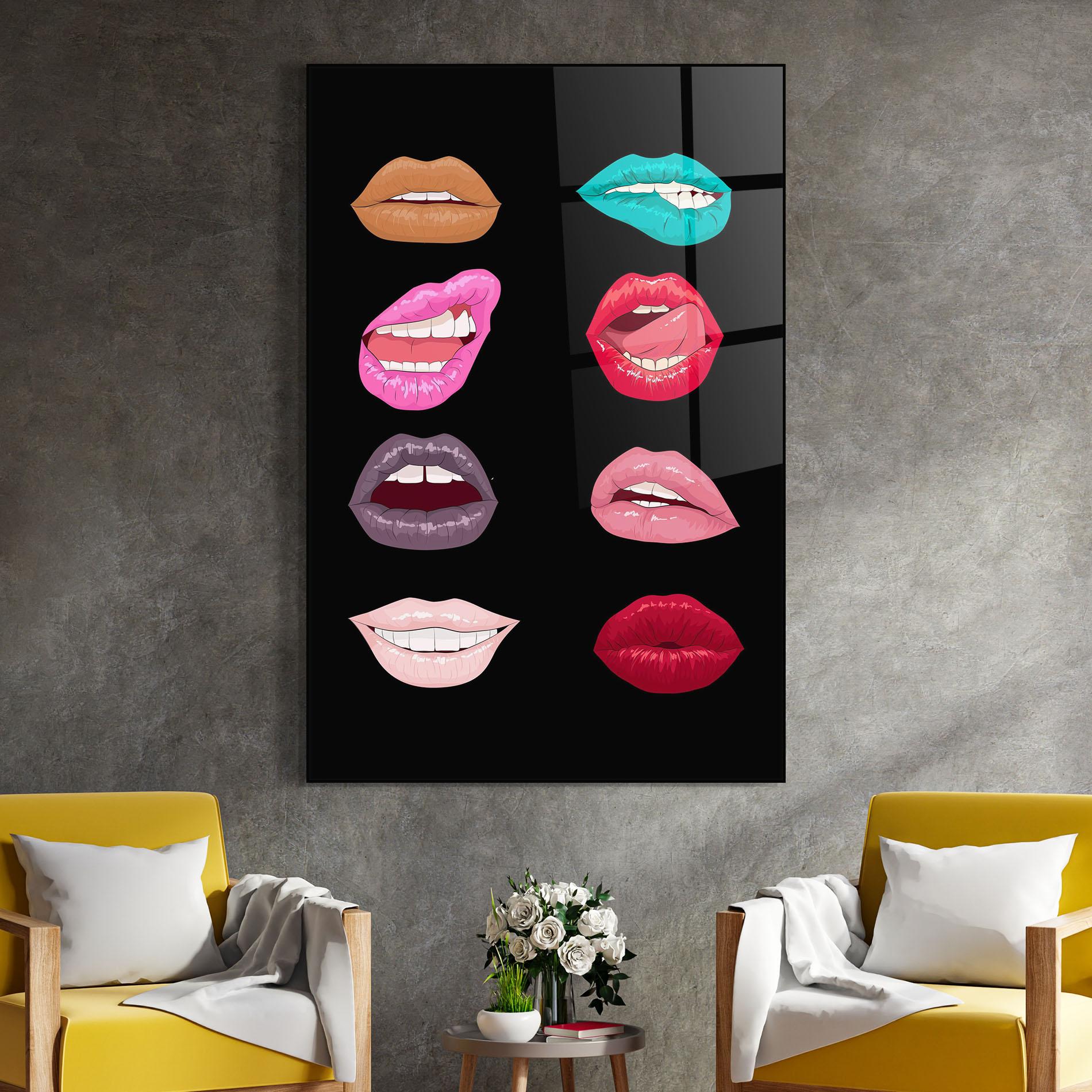 Üvegkép Colorful Lips mockup 4