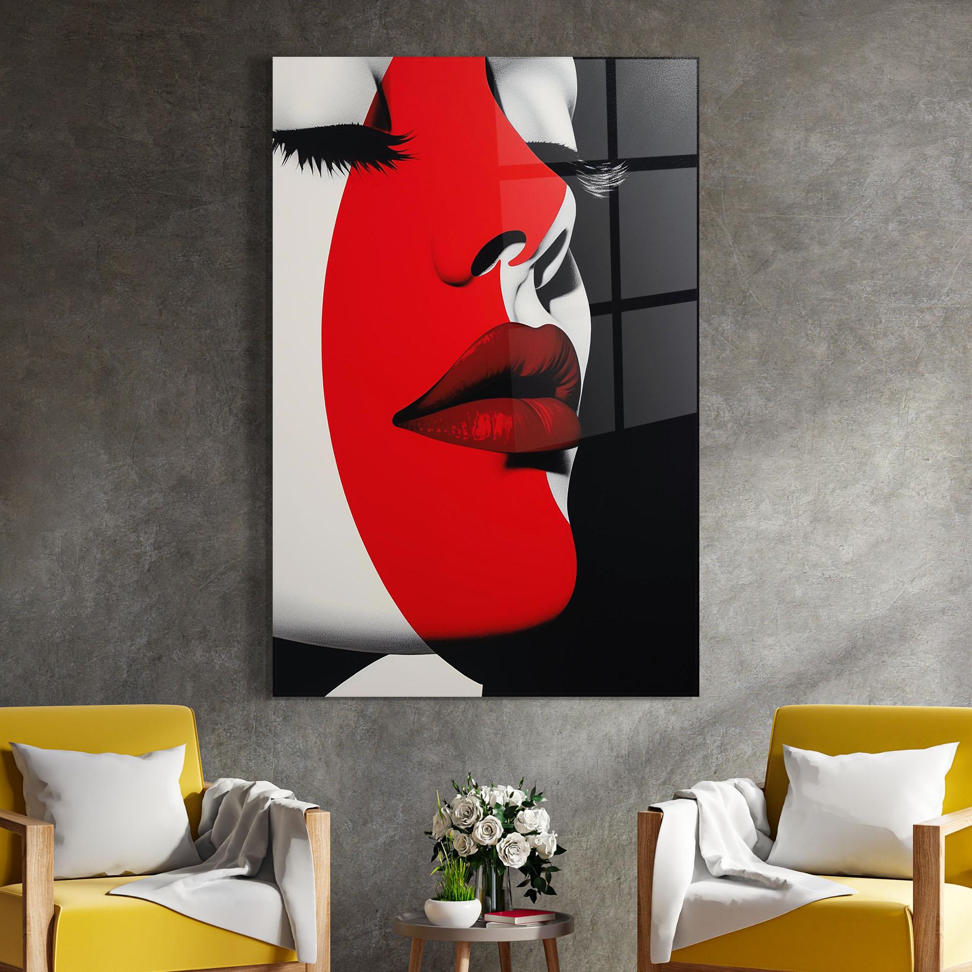 Üvegkép Dark Red Lips mockup 4