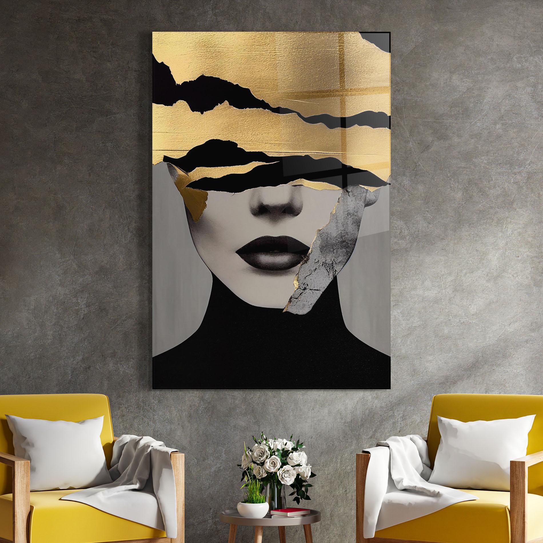 Üvegkép Grey Gold Lips mockup 4