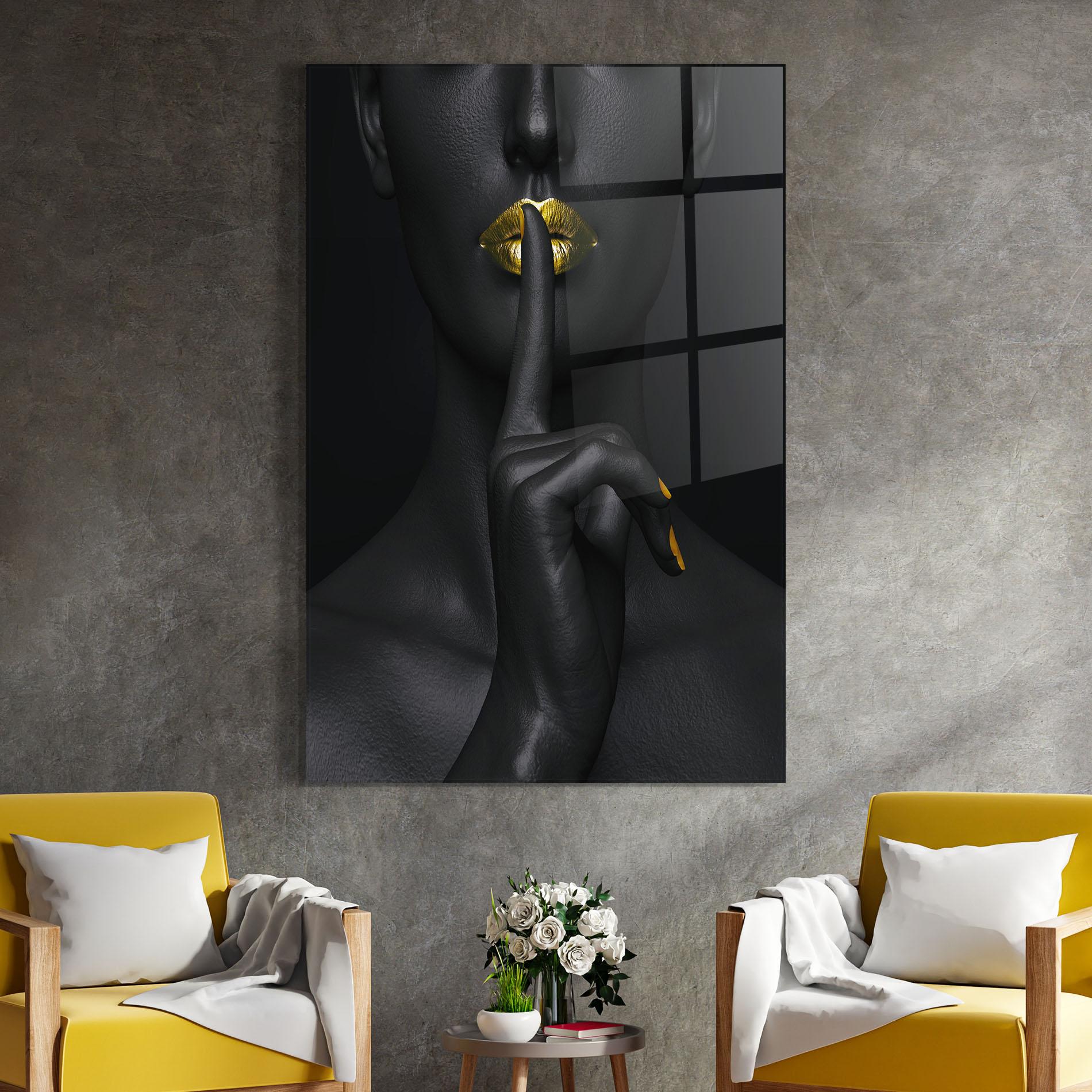 Üvegkép Silence Lips Portrait mockup 4