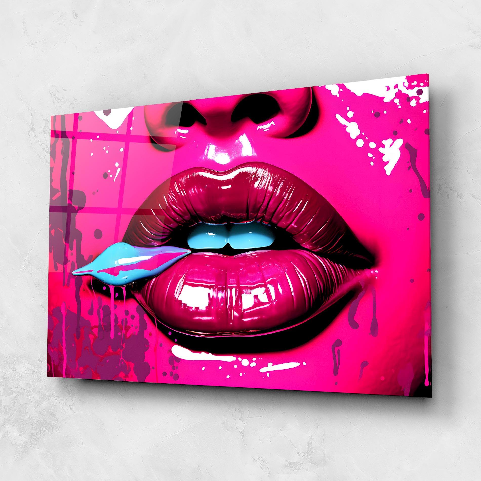 Üvegkép Dark Pink Lips Art mockup 1