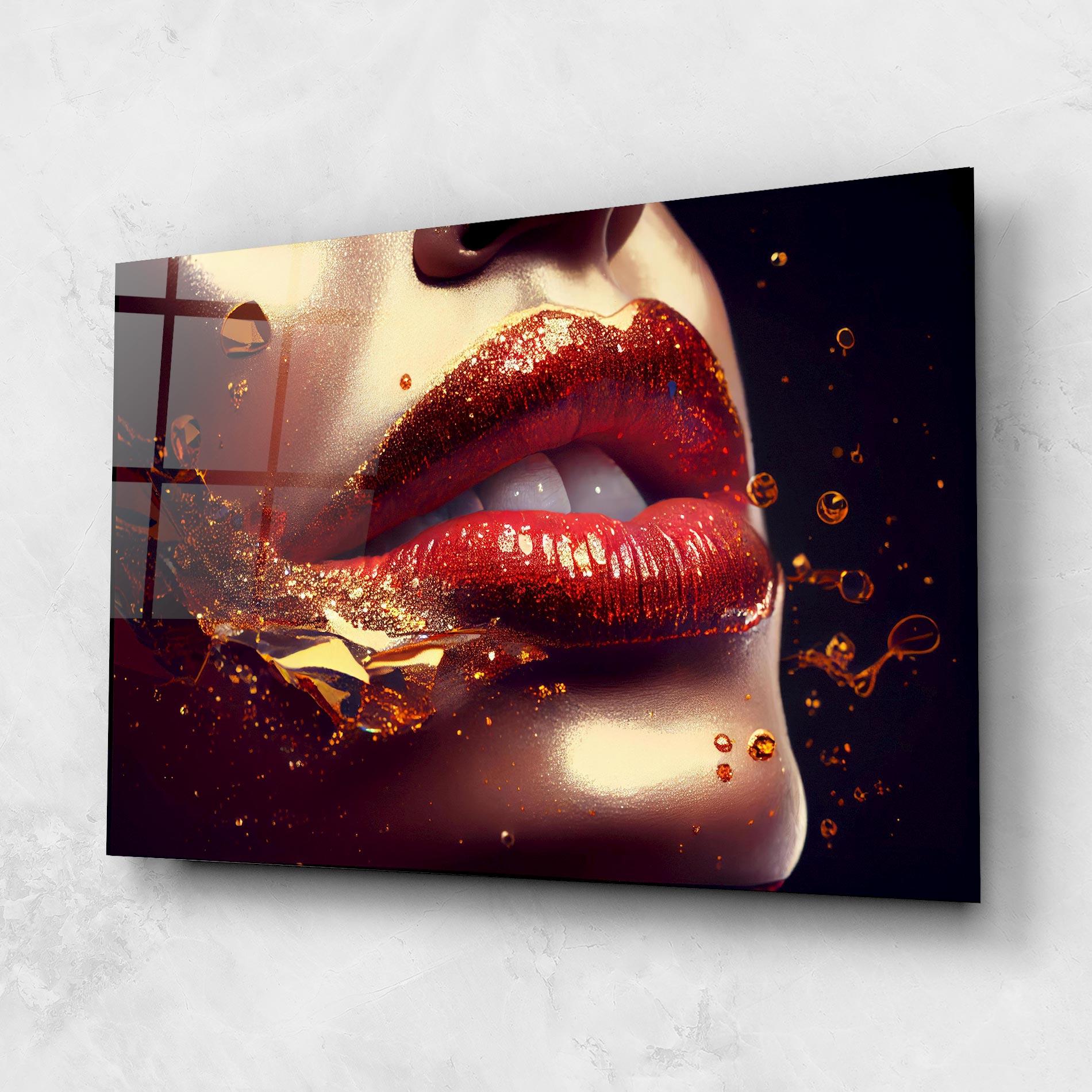 Üvegkép Gold Glitter Lips mockup 1