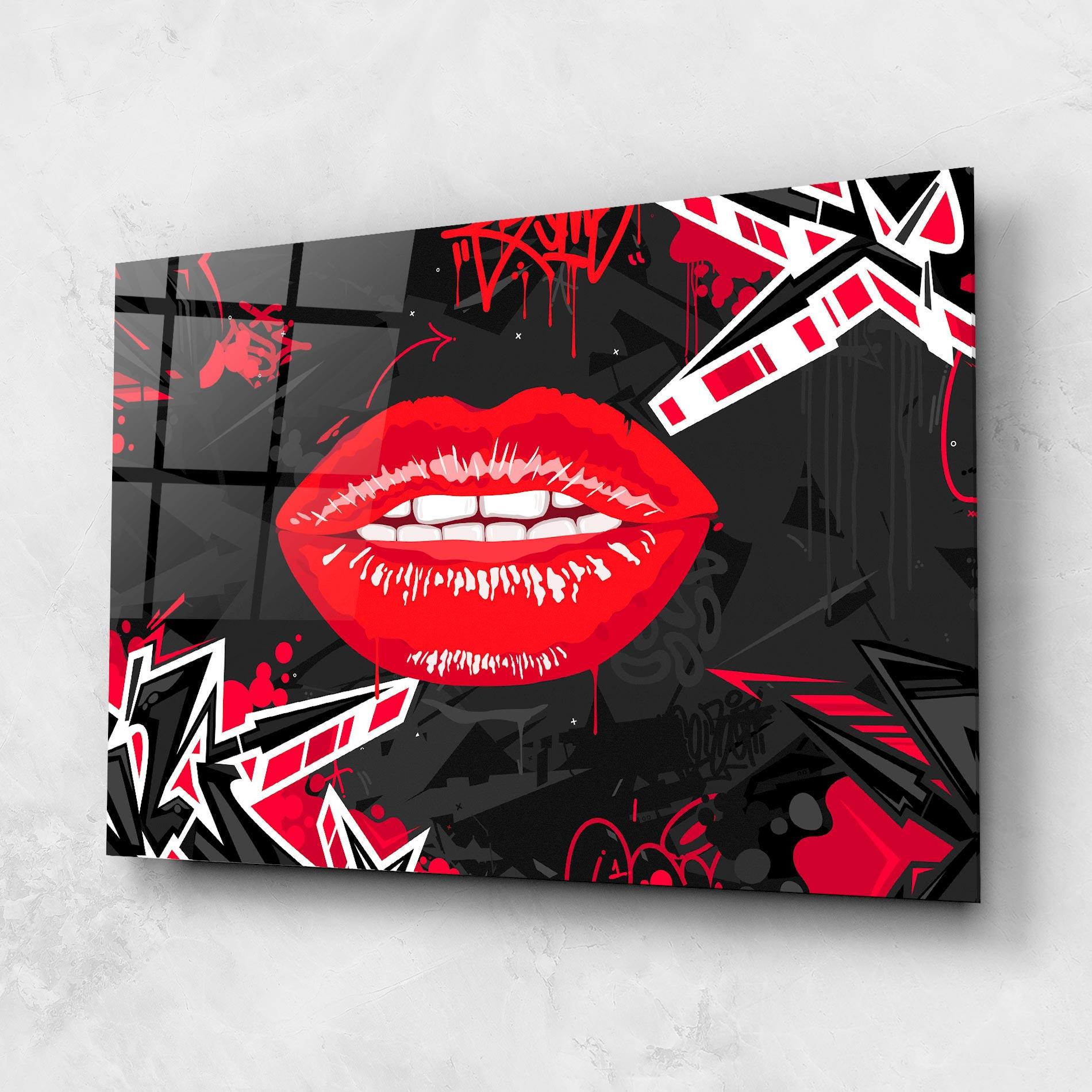Üvegkép Lips Graff mockup 1