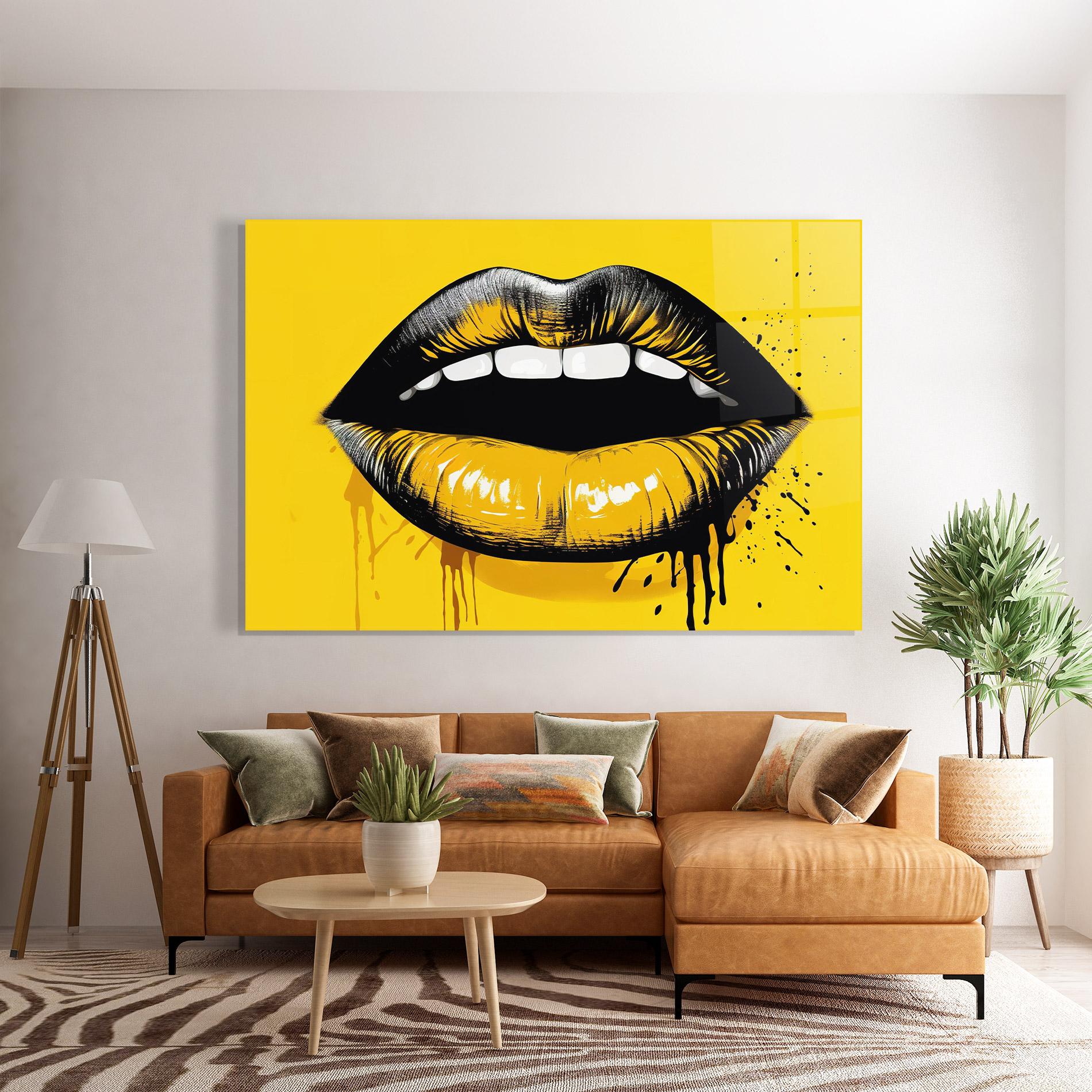 Üvegkép Black Yellow Lips mockup 7