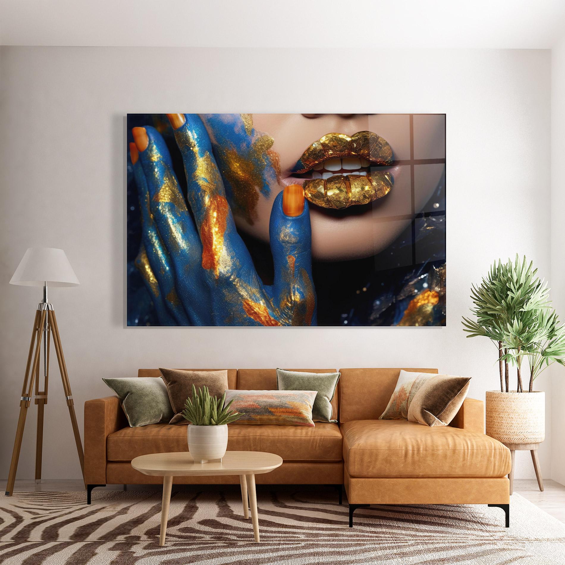 Üvegkép Blue Hand Lips mockup 7