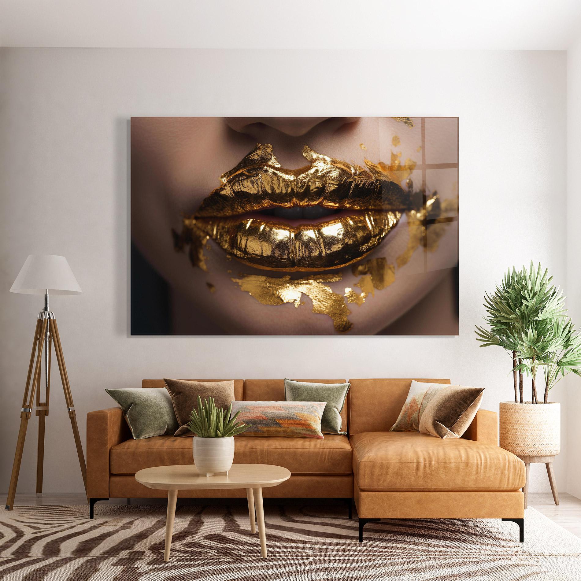 Üvegkép Close Gold Lips mockup 7