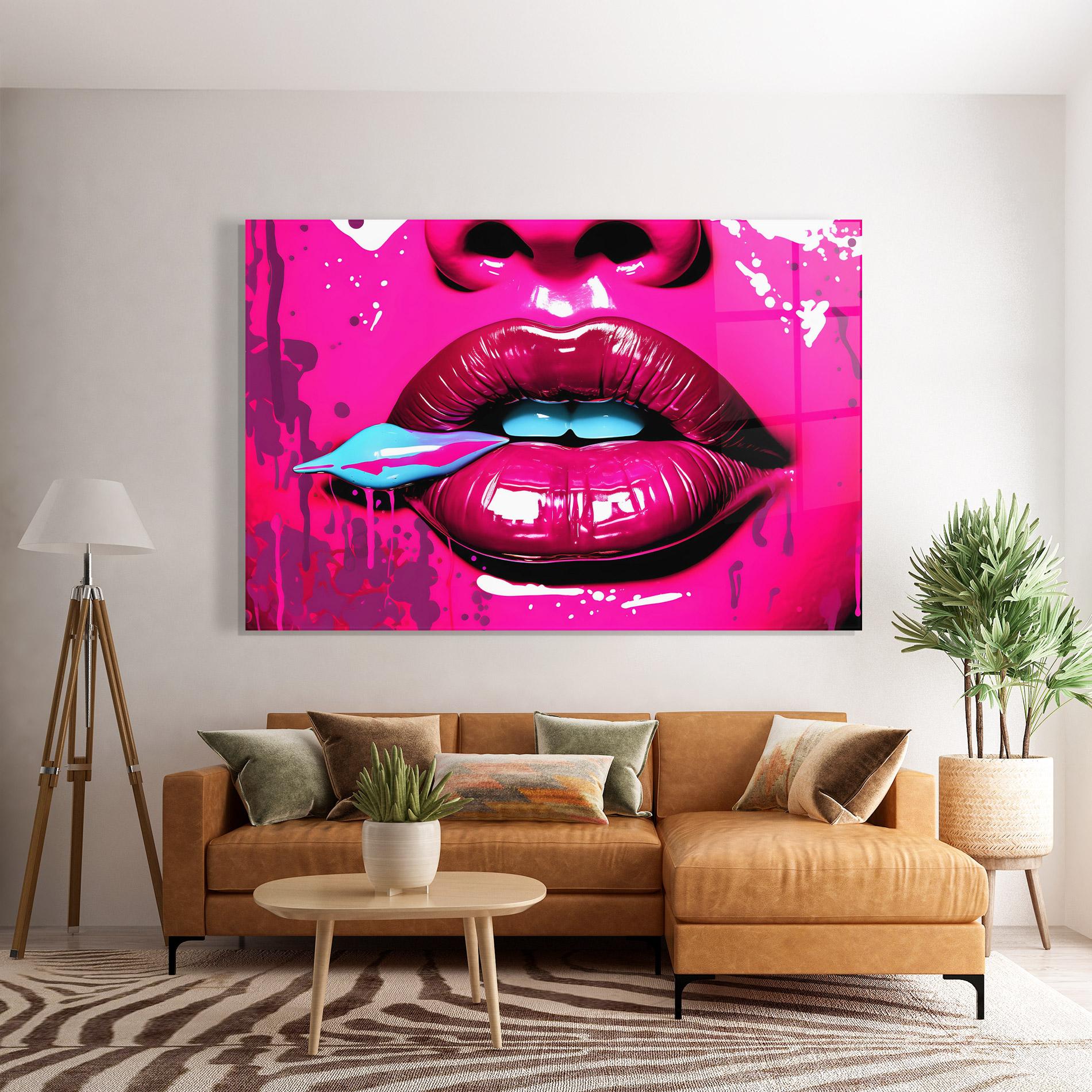 Üvegkép Dark Pink Lips Art mockup 7